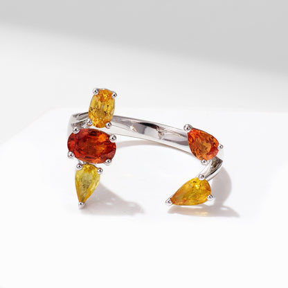 18K Gold Tulip Wrap Ring with Natural Fancy Sapphire - Jewelry And Store
