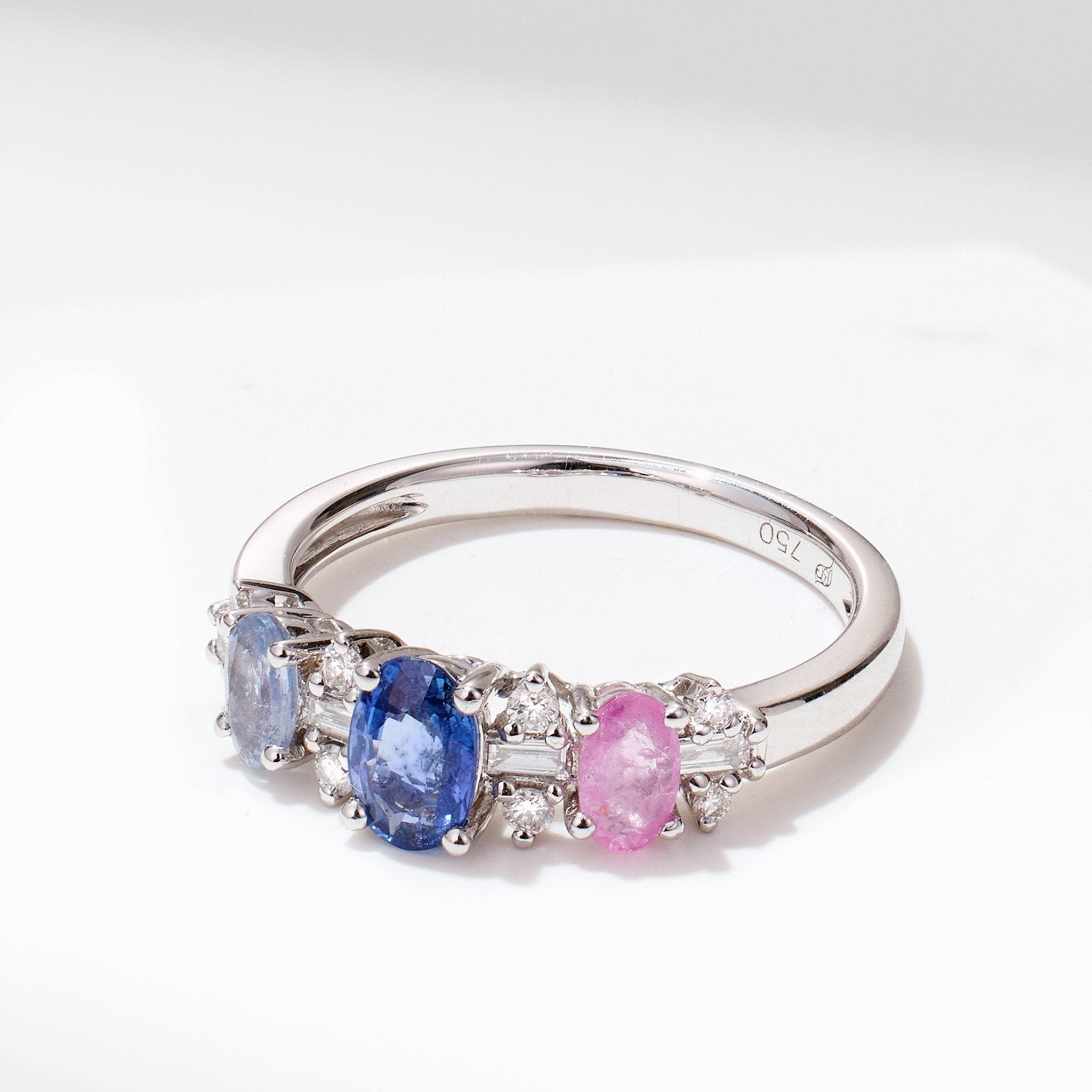 18K Gold Natural Sapphire &amp; Diamond Ring - Jewelry And Store