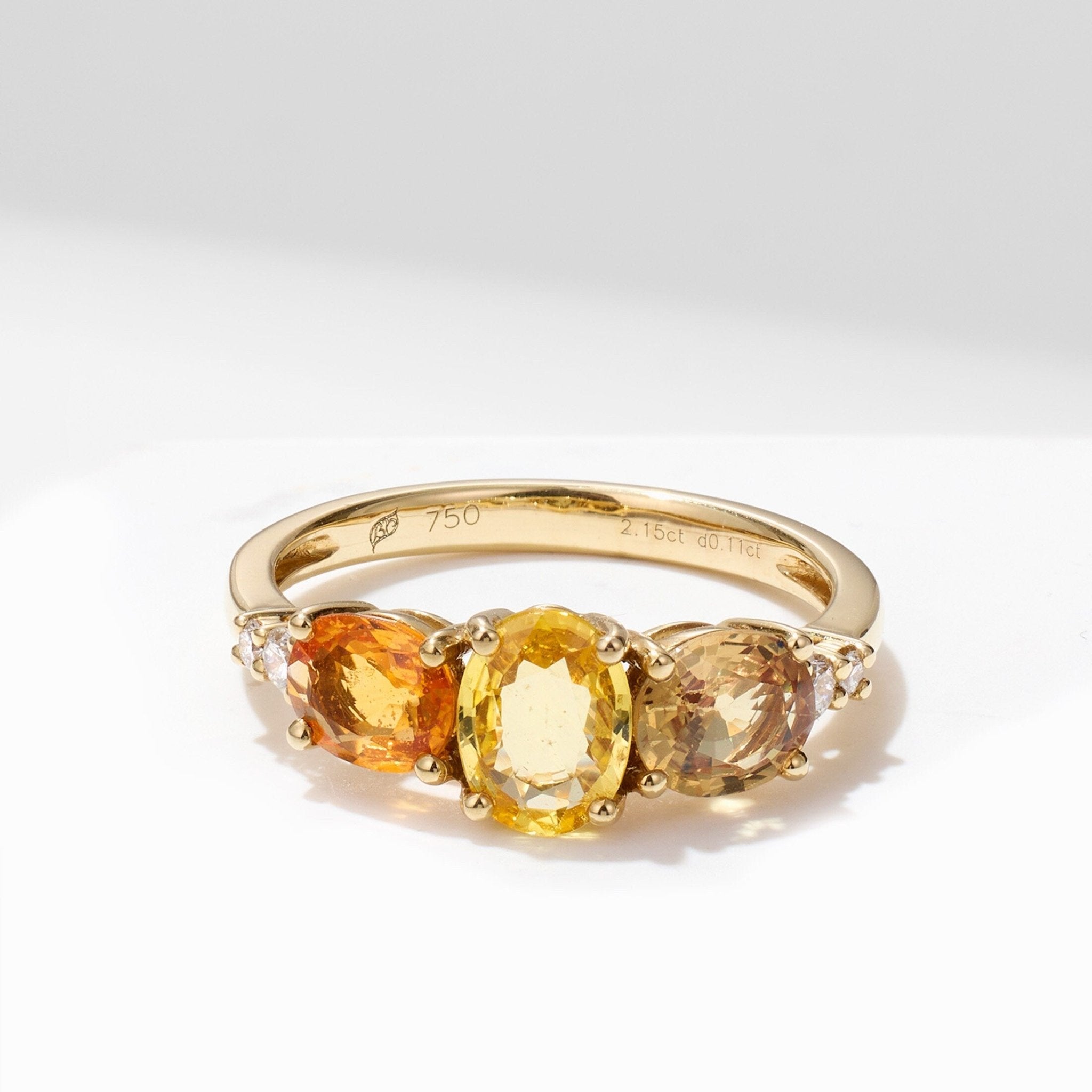 18K Gold Natural Sapphire Three Stone Ring - Jewelry And Store