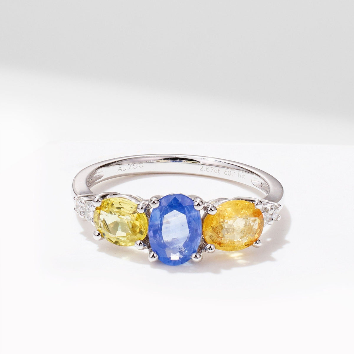18K Gold Multi - Colored Fancy Sapphire &amp; Diamond Ring - Jewelry And Store