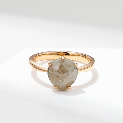 Raw Diamond Solitare Ring in 18K Gold