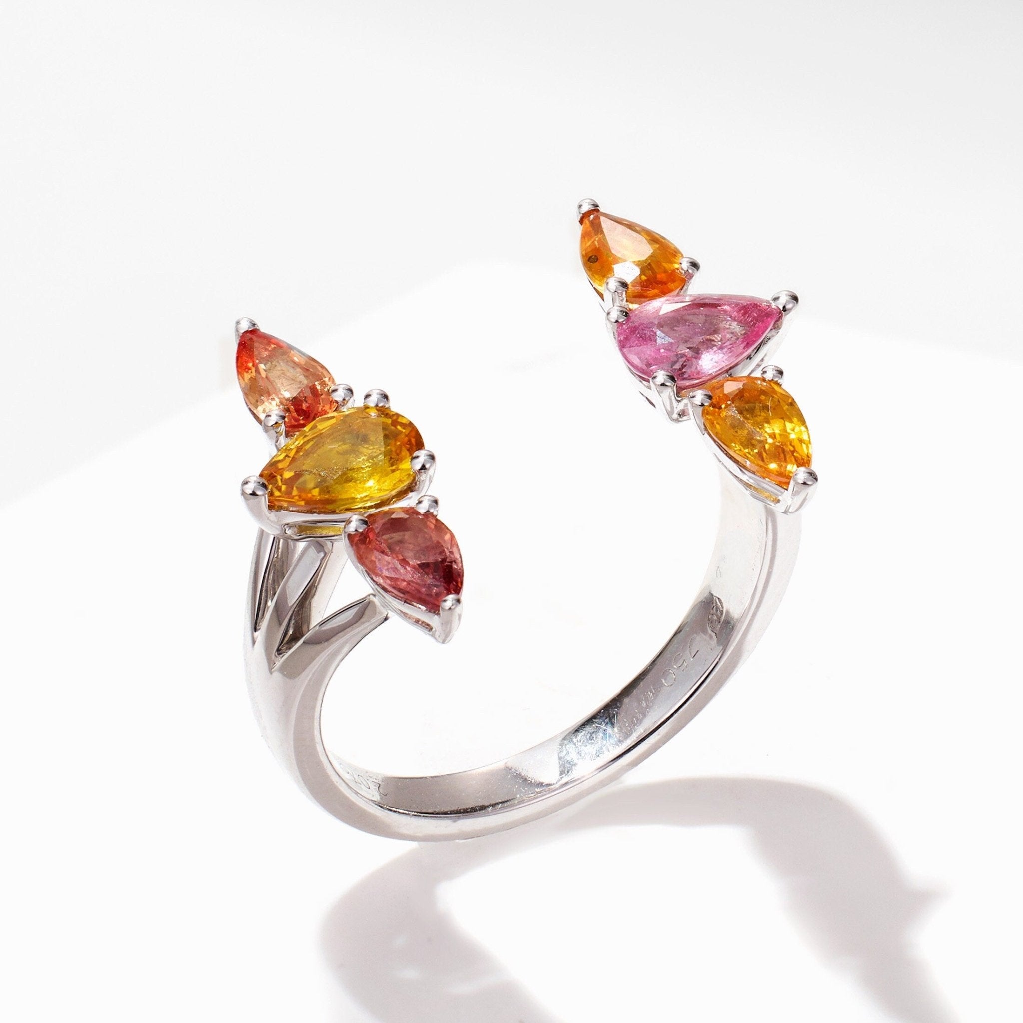 18K Gold Tulip Wrap Ring with Natural Fancy Sapphire - Jewelry And Store