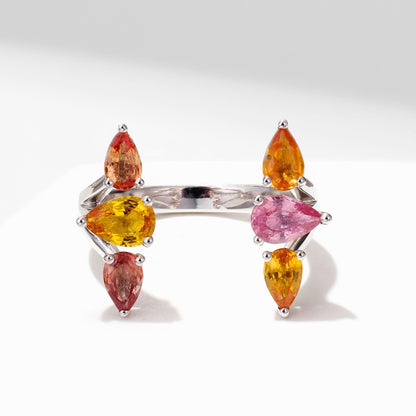 18K Gold Tulip Wrap Ring with Natural Fancy Sapphire