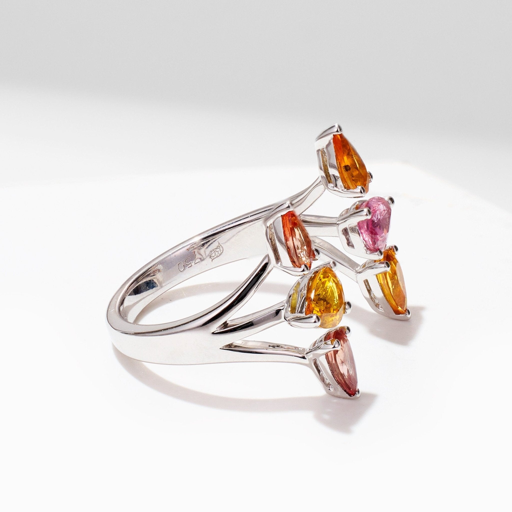 18K Gold Tulip Wrap Ring with Natural Fancy Sapphire - Jewelry And Store