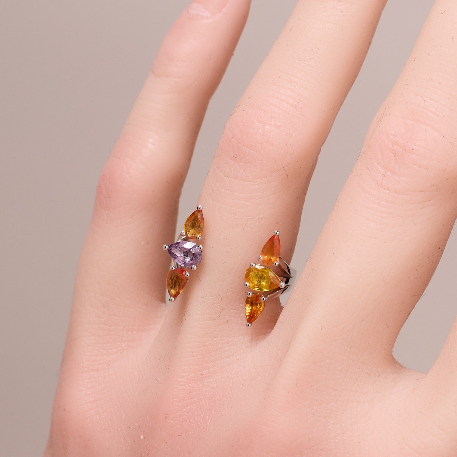 18K Gold Tulip Wrap Ring with Natural Fancy Sapphire - Jewelry And Store