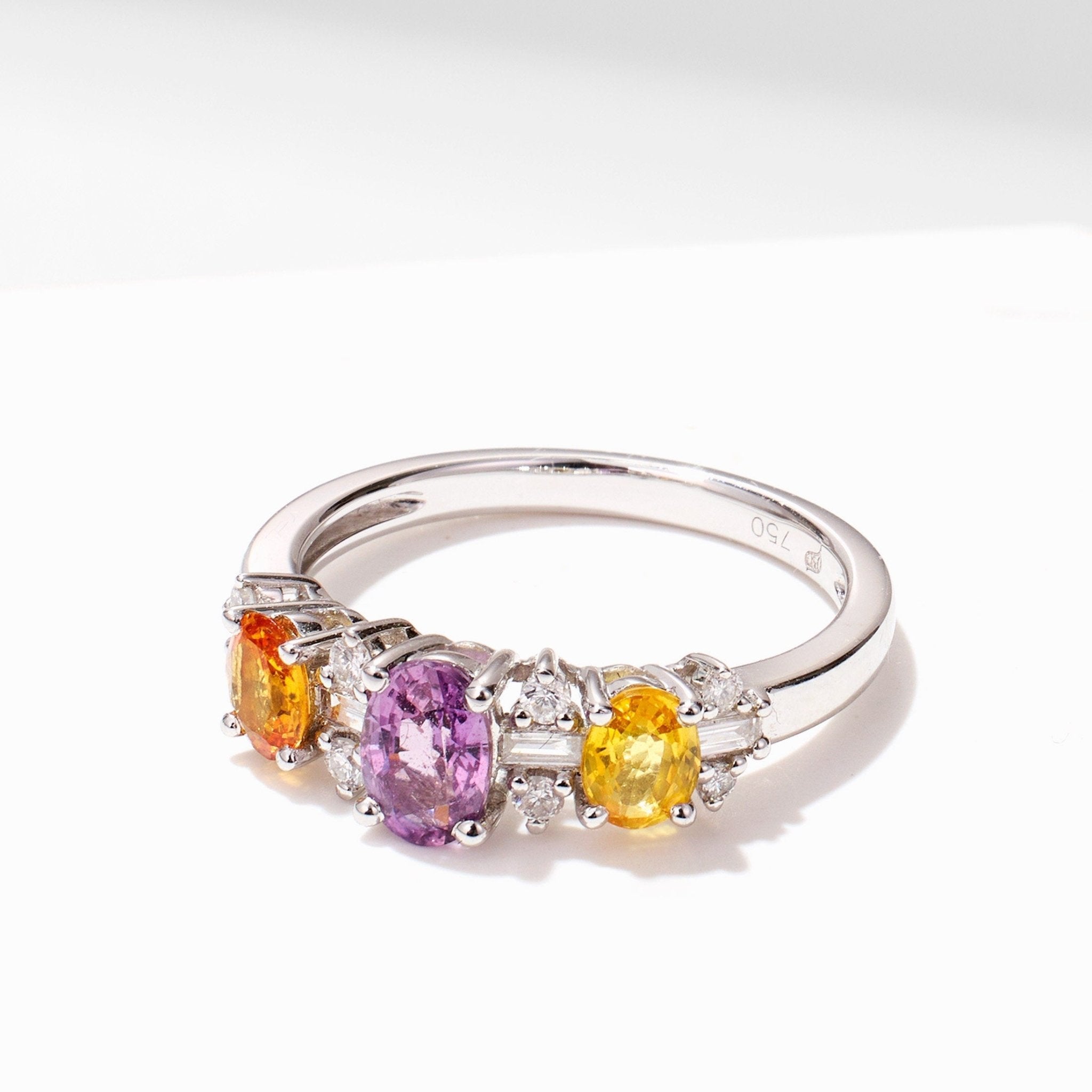 18K Gold Natural Sapphire &amp; Diamond Ring - Jewelry And Store