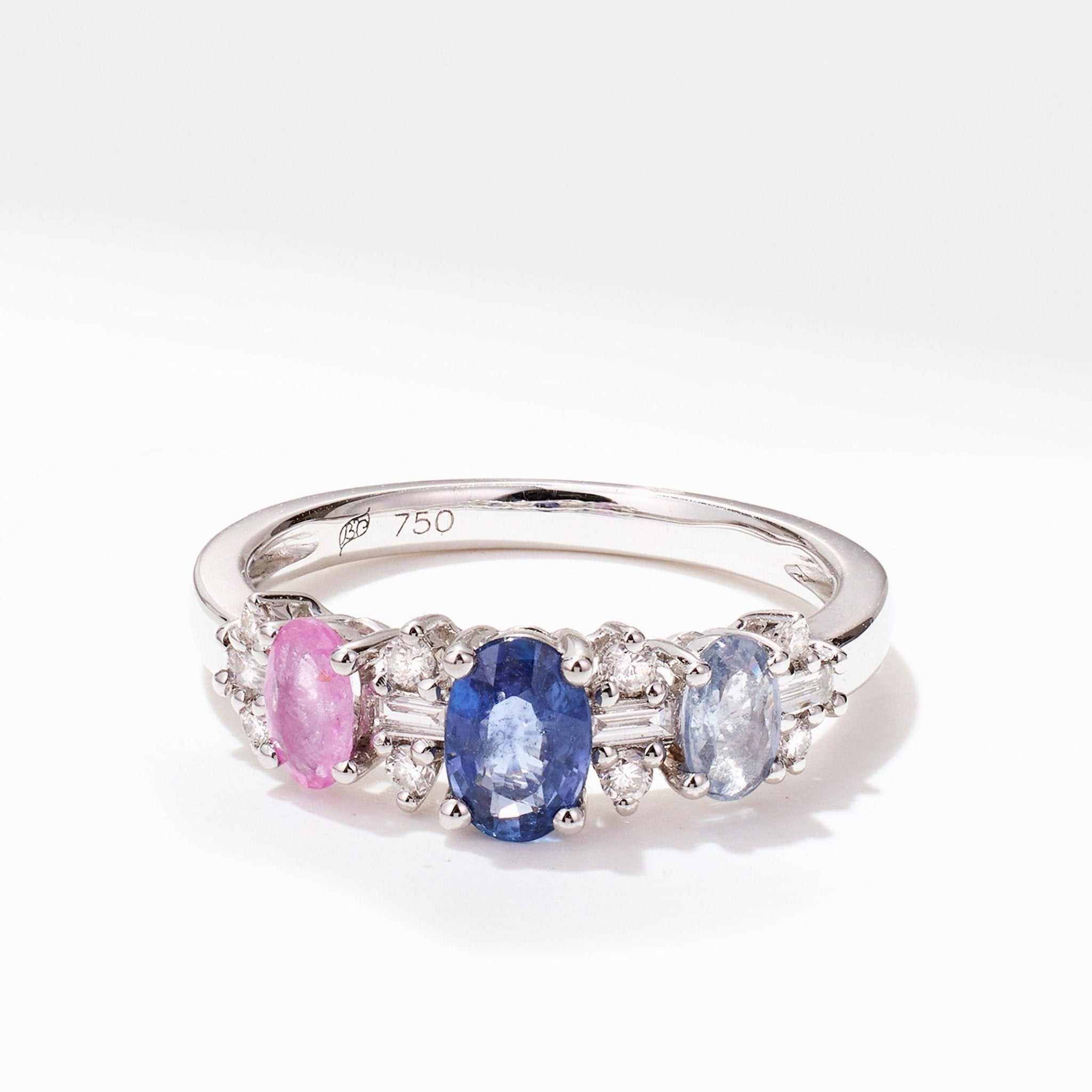 18K Gold Natural Sapphire &amp; Diamond Ring - Jewelry And Store
