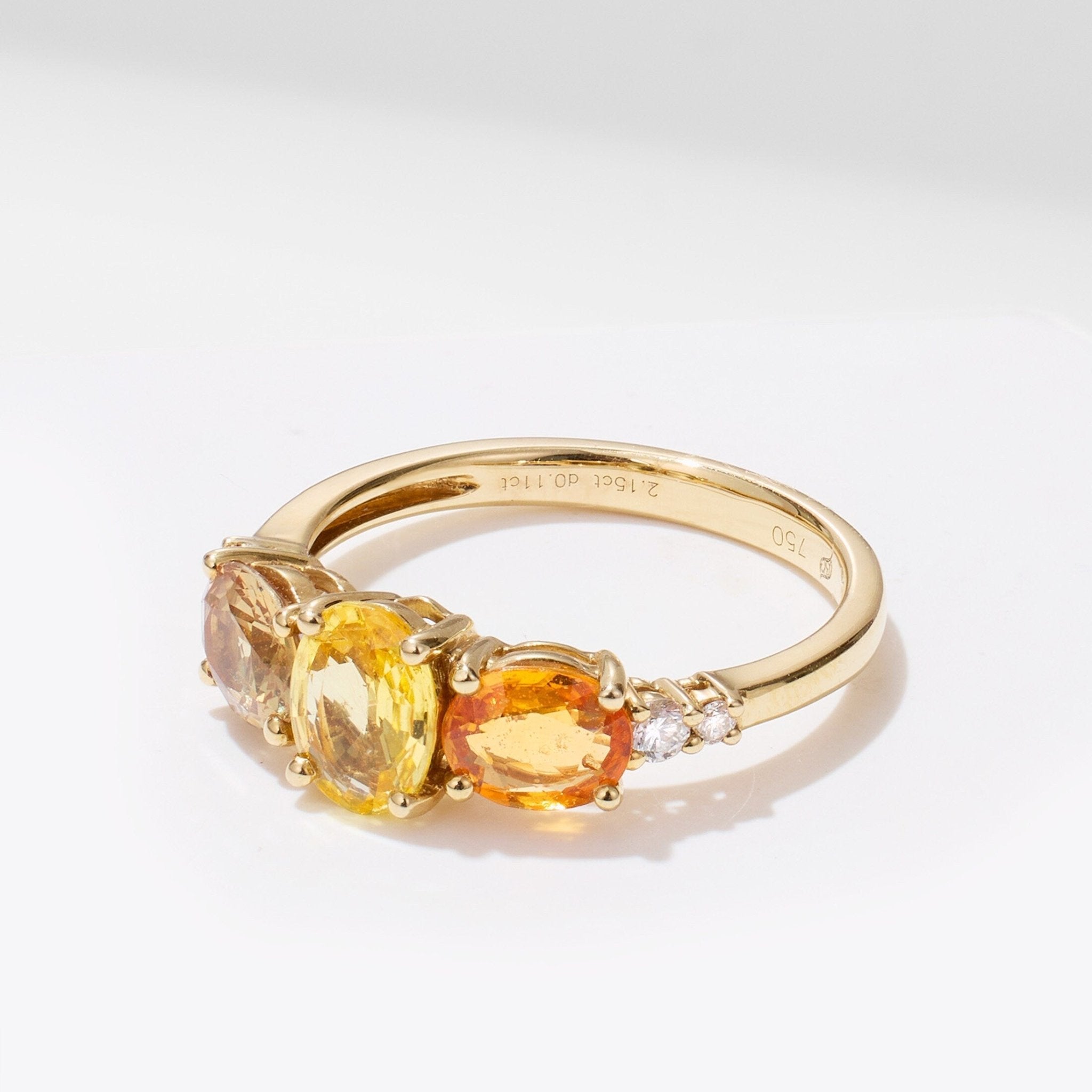 18K Gold Natural Sapphire Three Stone Ring