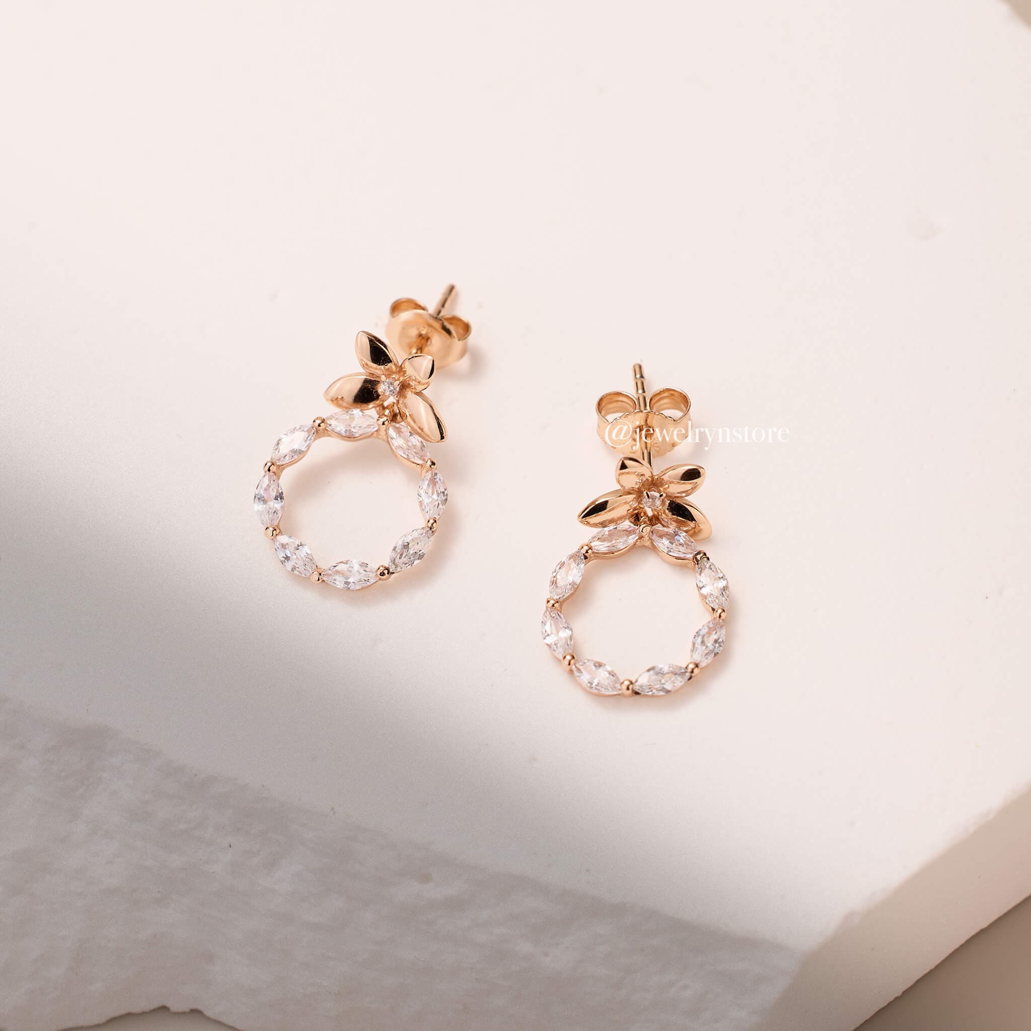 925 Silver Flower Wreath Earrings - Jewelry And Store