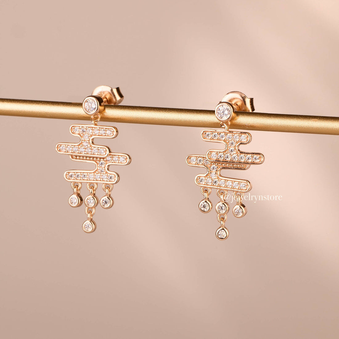 925 Silver Japanese - Inspired Diamond Drop Earrings - Jewelry And Store