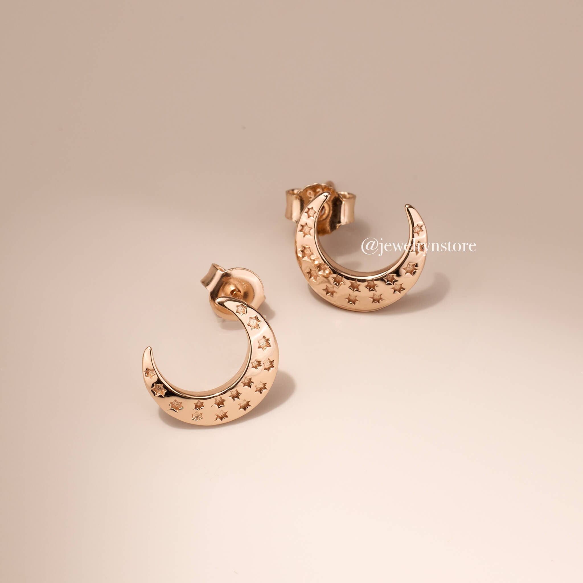 925 Silver Crescent Moon Earrings - Jewelry And Store