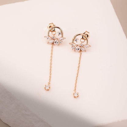 925 Silver Long Chain Butterfly Earrings