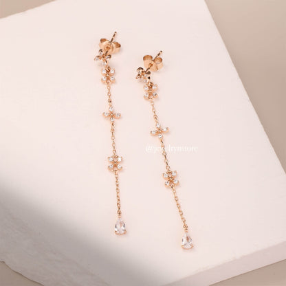 925 Silver Flower Threader Earrings - Jewelry And Store