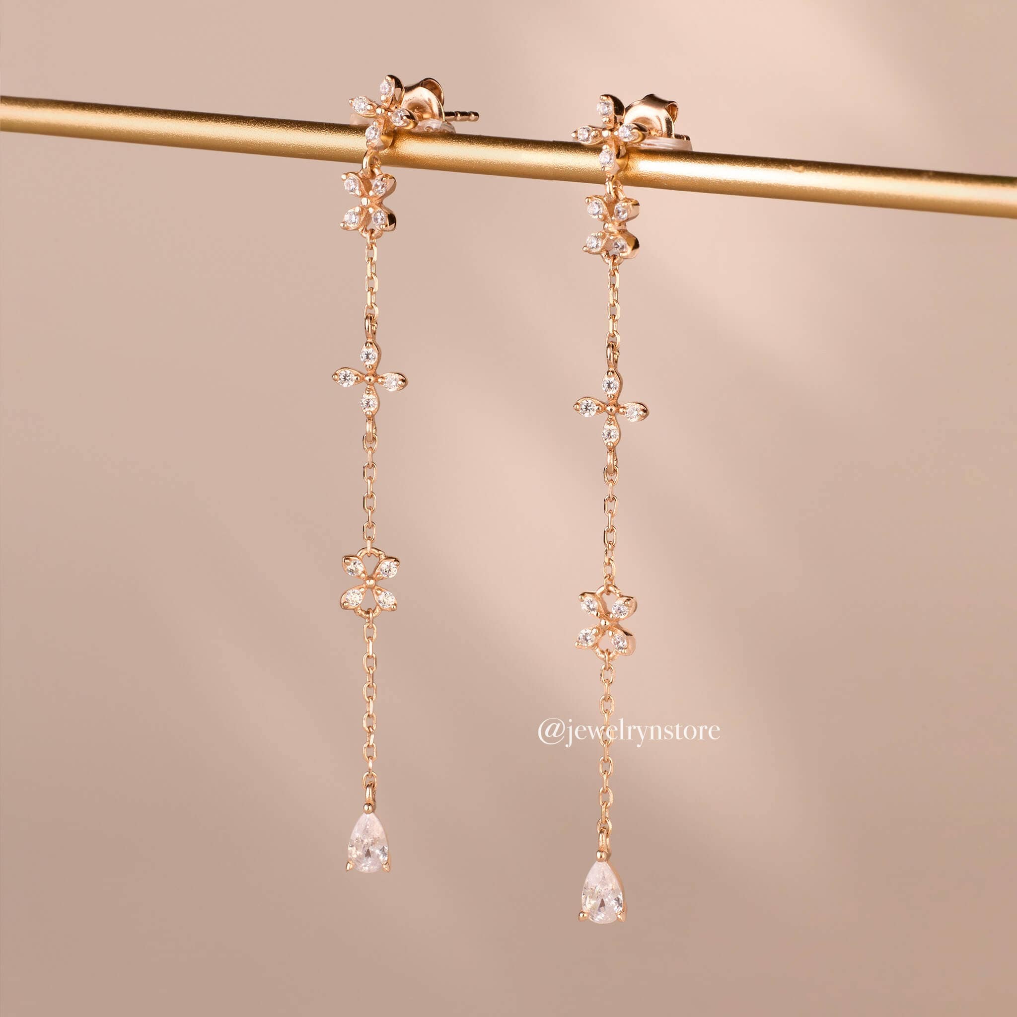 925 Silver Flower Threader Earrings - Jewelry And Store
