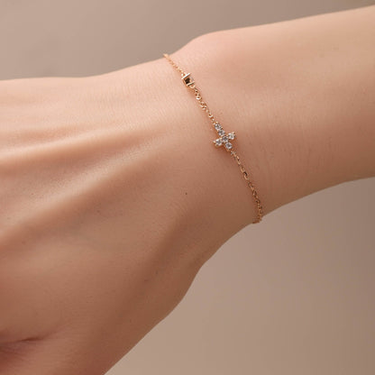 925 Silver Minimalist Cross Bracelet
