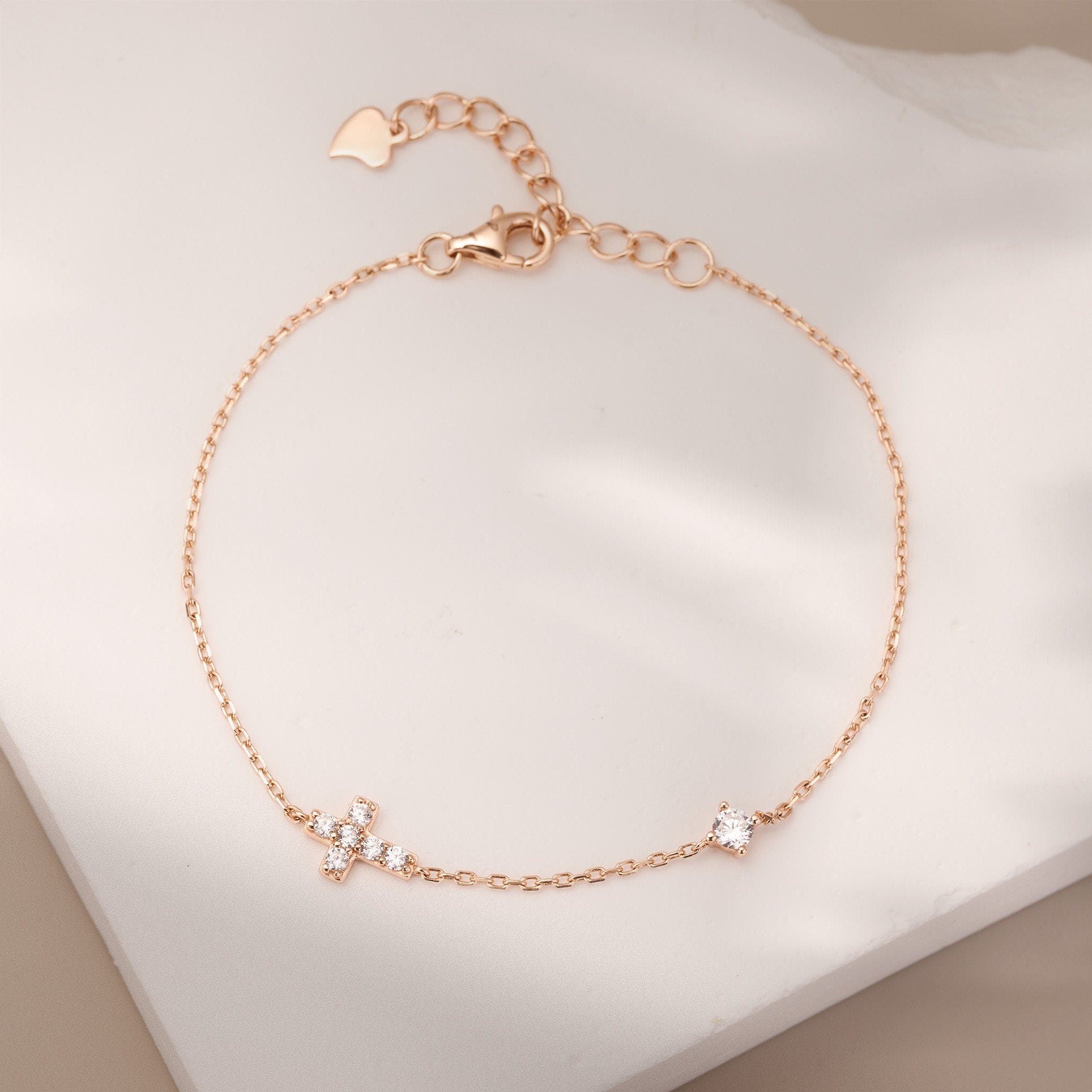 925 Silver Minimalist Cross Bracelet