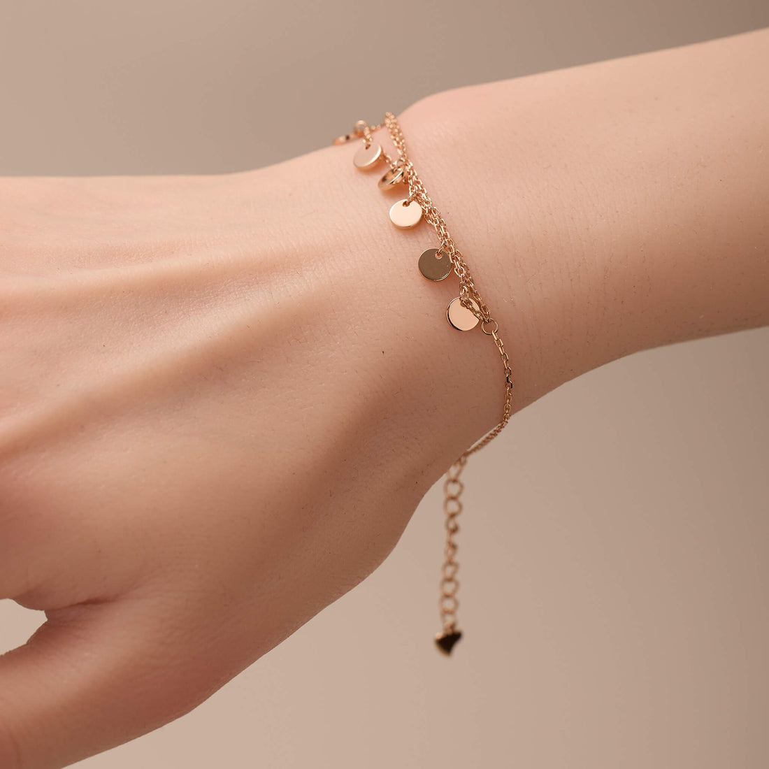 925 Silver Double Layered Dot - Charm Bracelet - Jewelry And Store