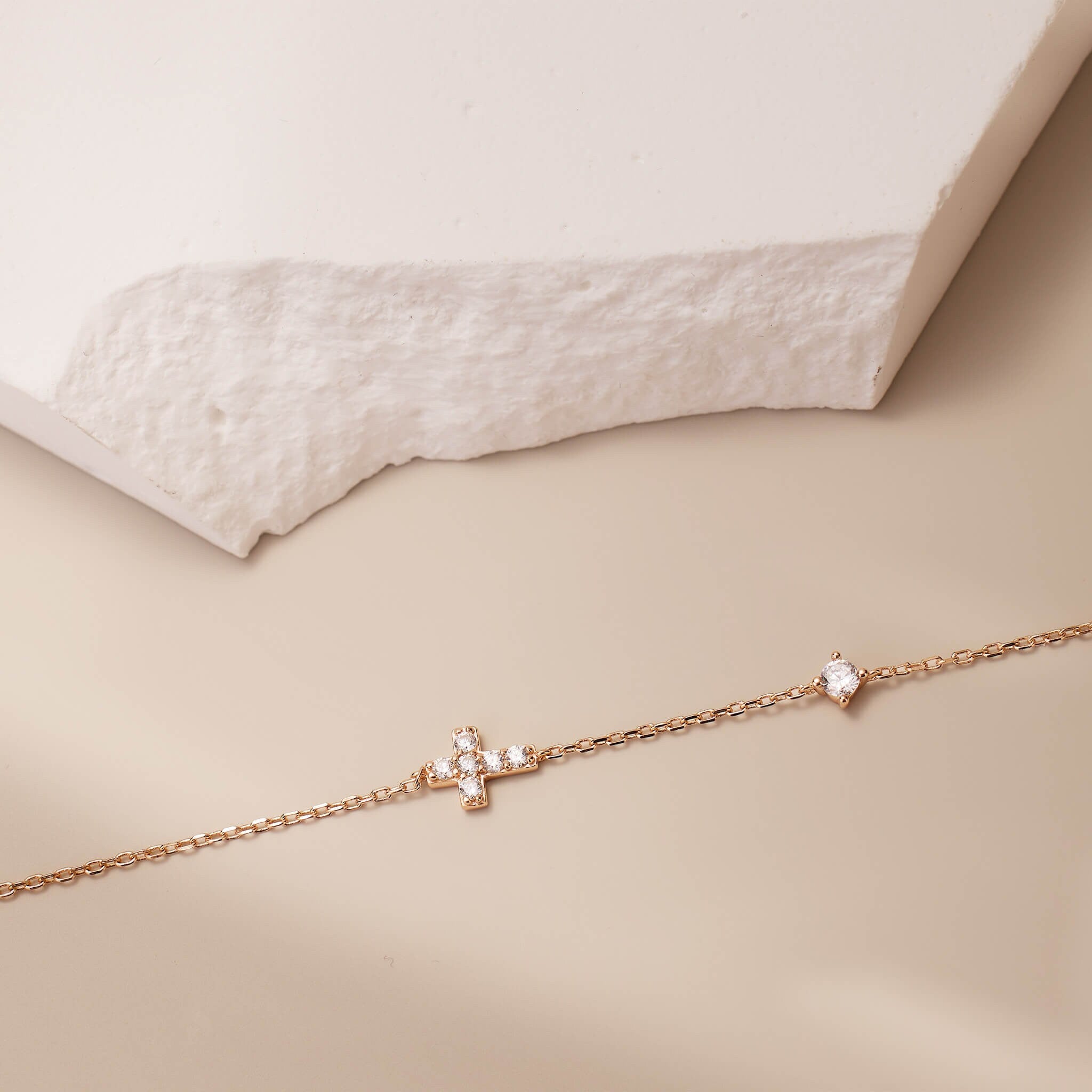 925 Silver Minimalist Cross Bracelet