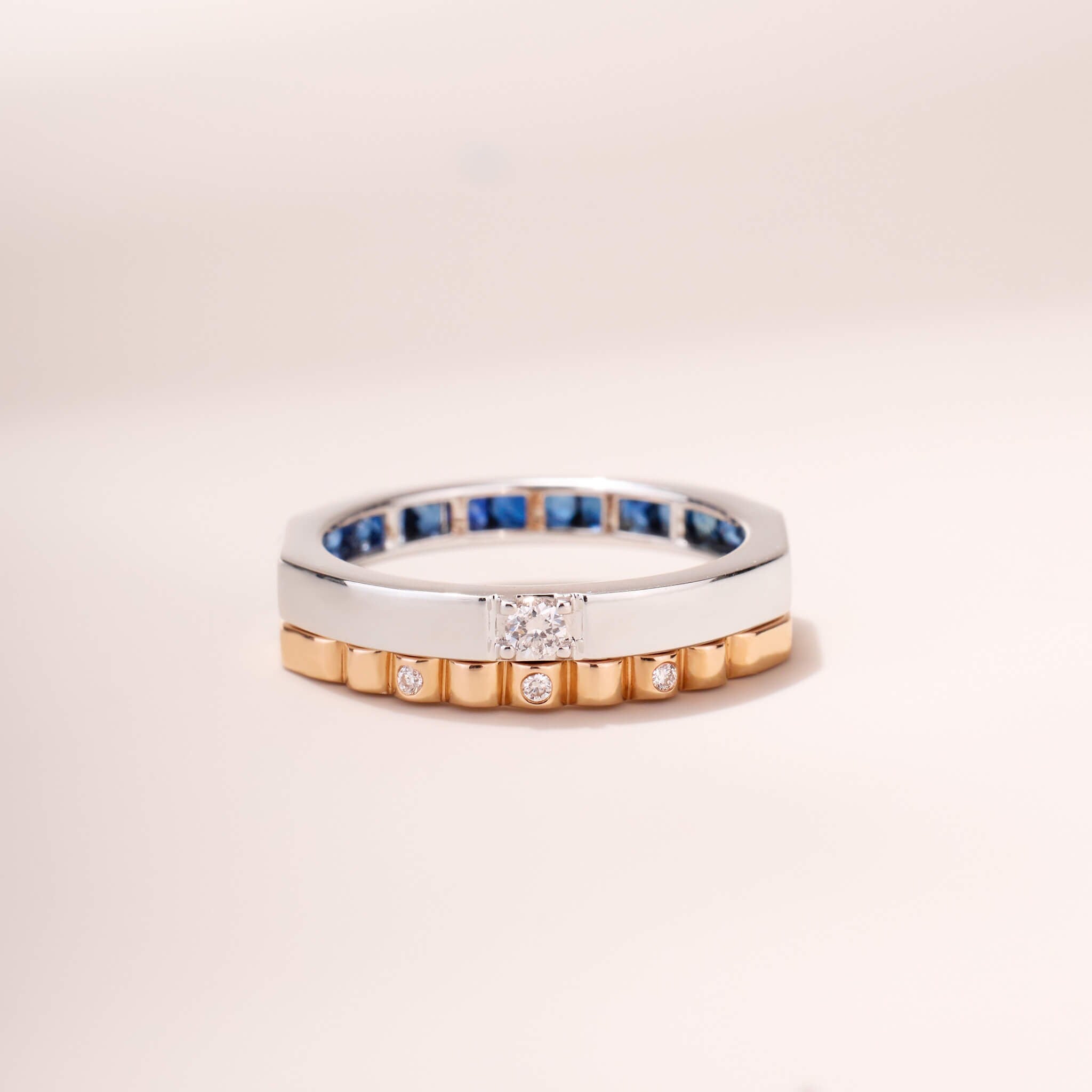One - Flip Diamond and Sapphire Ring（1 Rings with 4 Styles) - Jewelry And Store