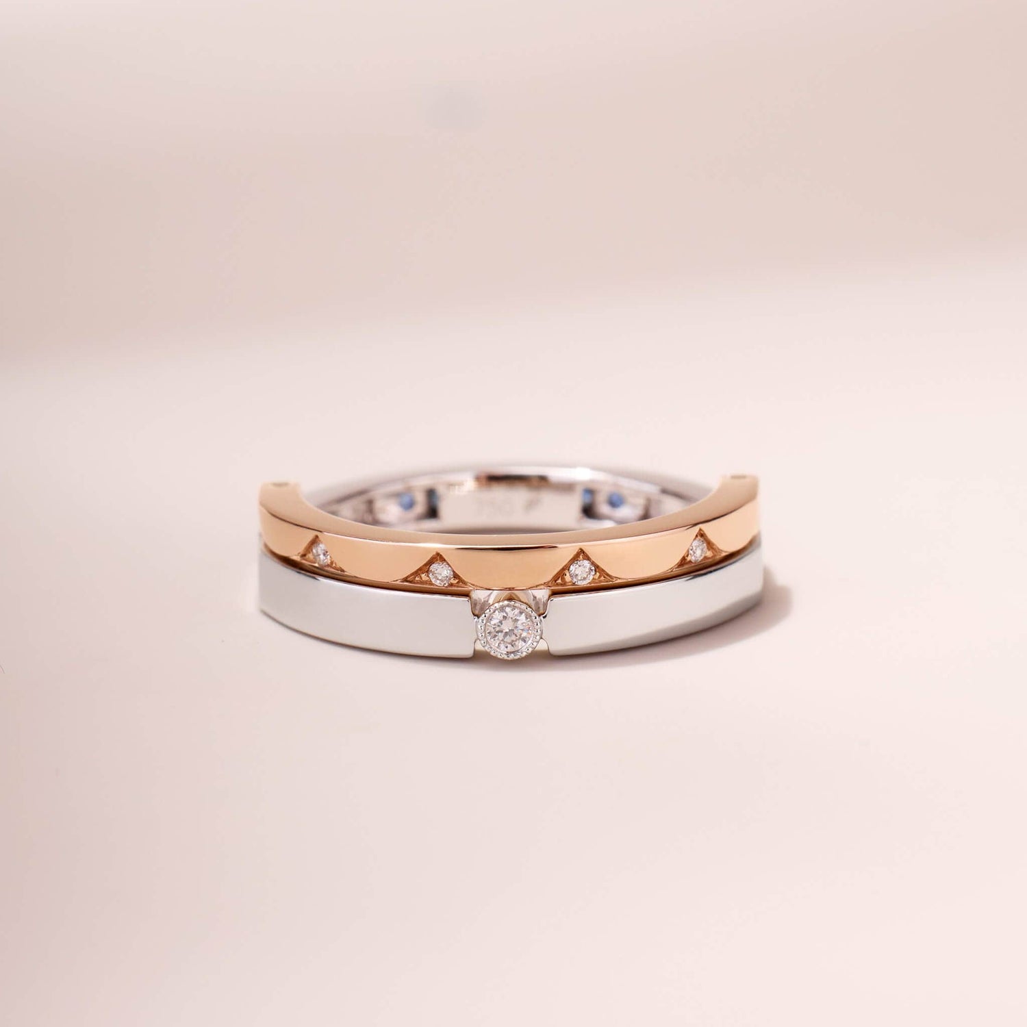 One-Flip Diamond and Sapphire Ring（1 Rings with 4 Styles)