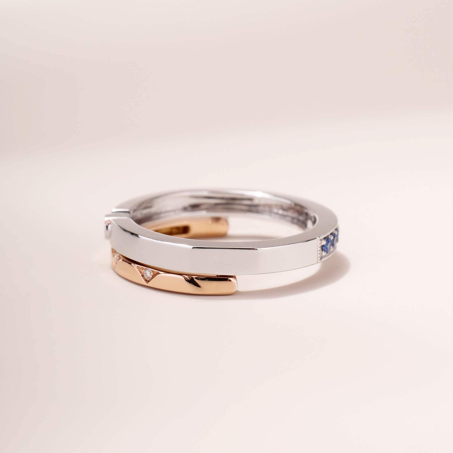 One-Flip Diamond and Sapphire Ring（1 Rings with 4 Styles)