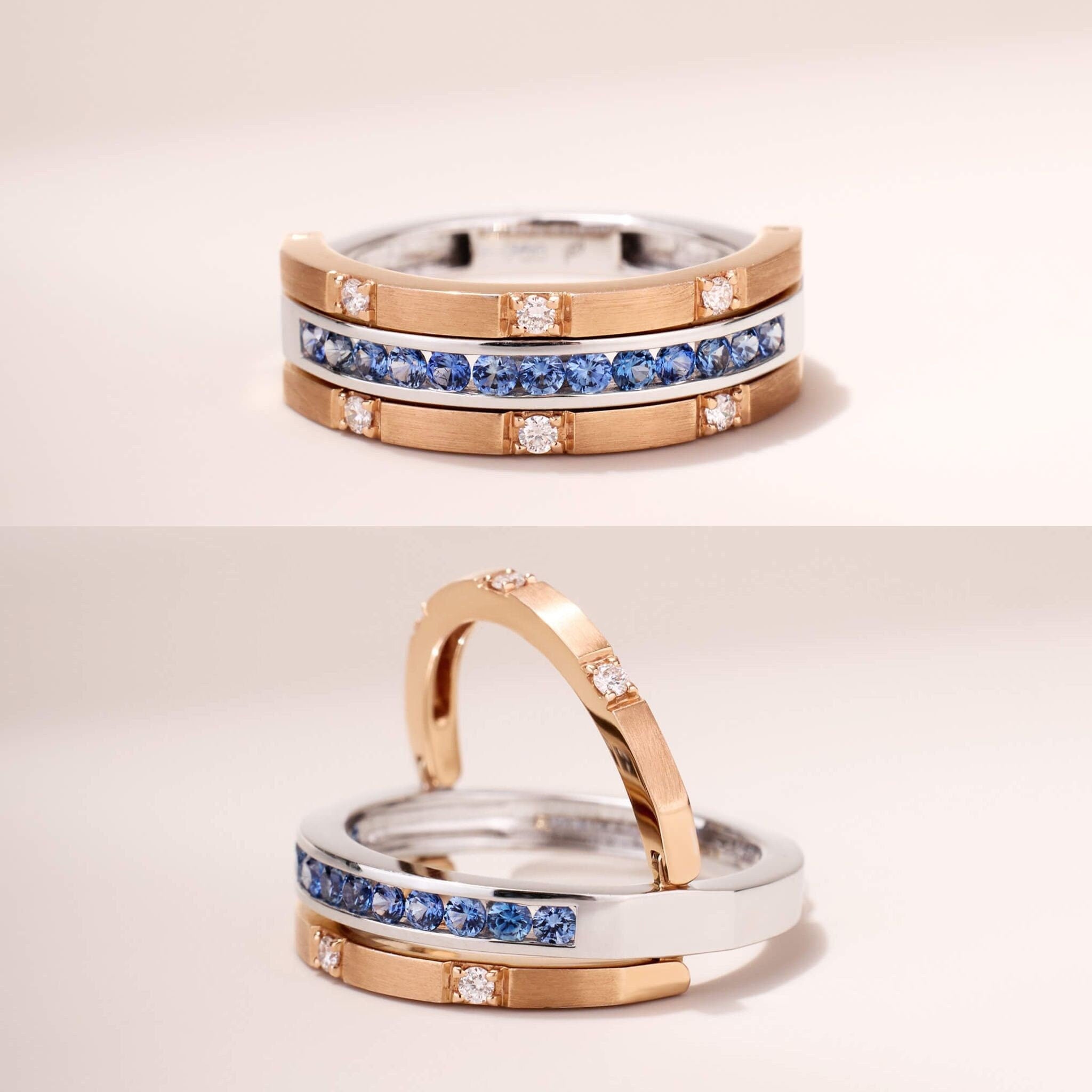 Two - Flips Diamond and Sapphire Ring（1 Rings with 6 Styles) - Jewelry And Store