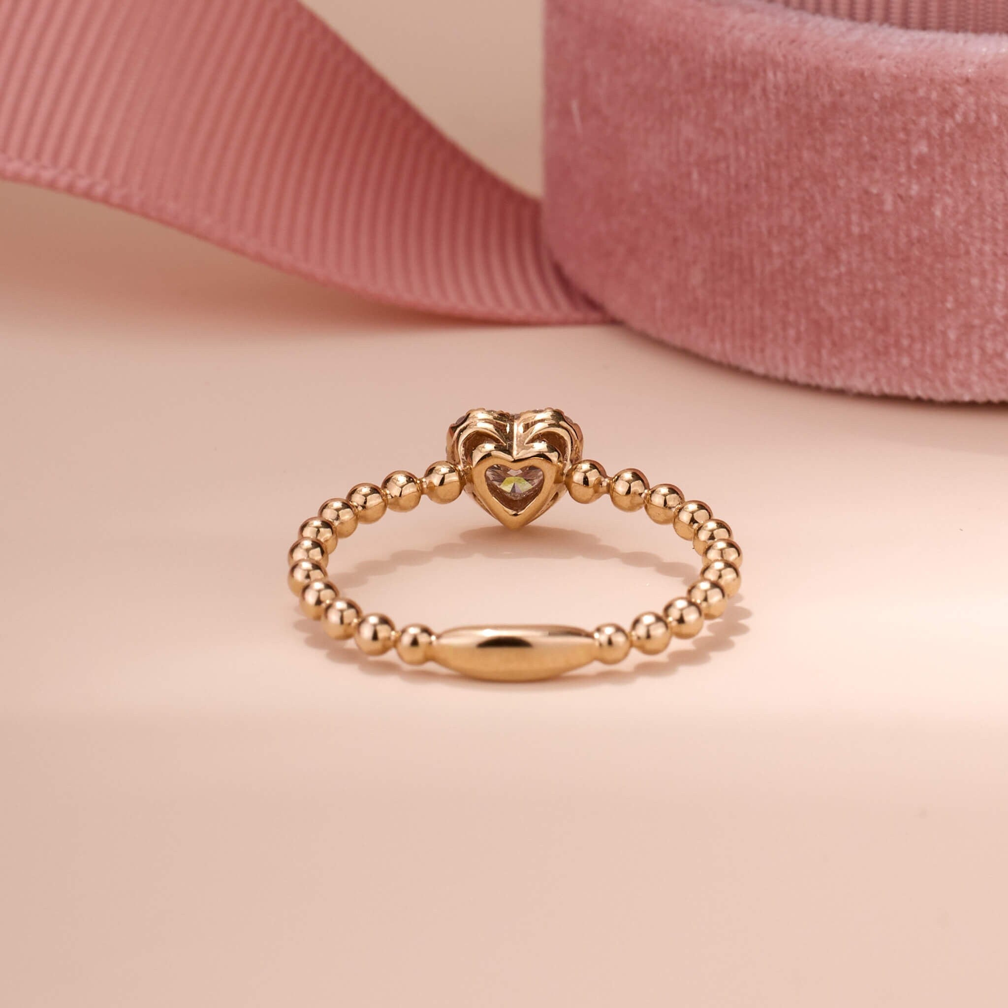 18K Gold Unique Heart - shape Diamond Engagement Ring - Jewelry And Store