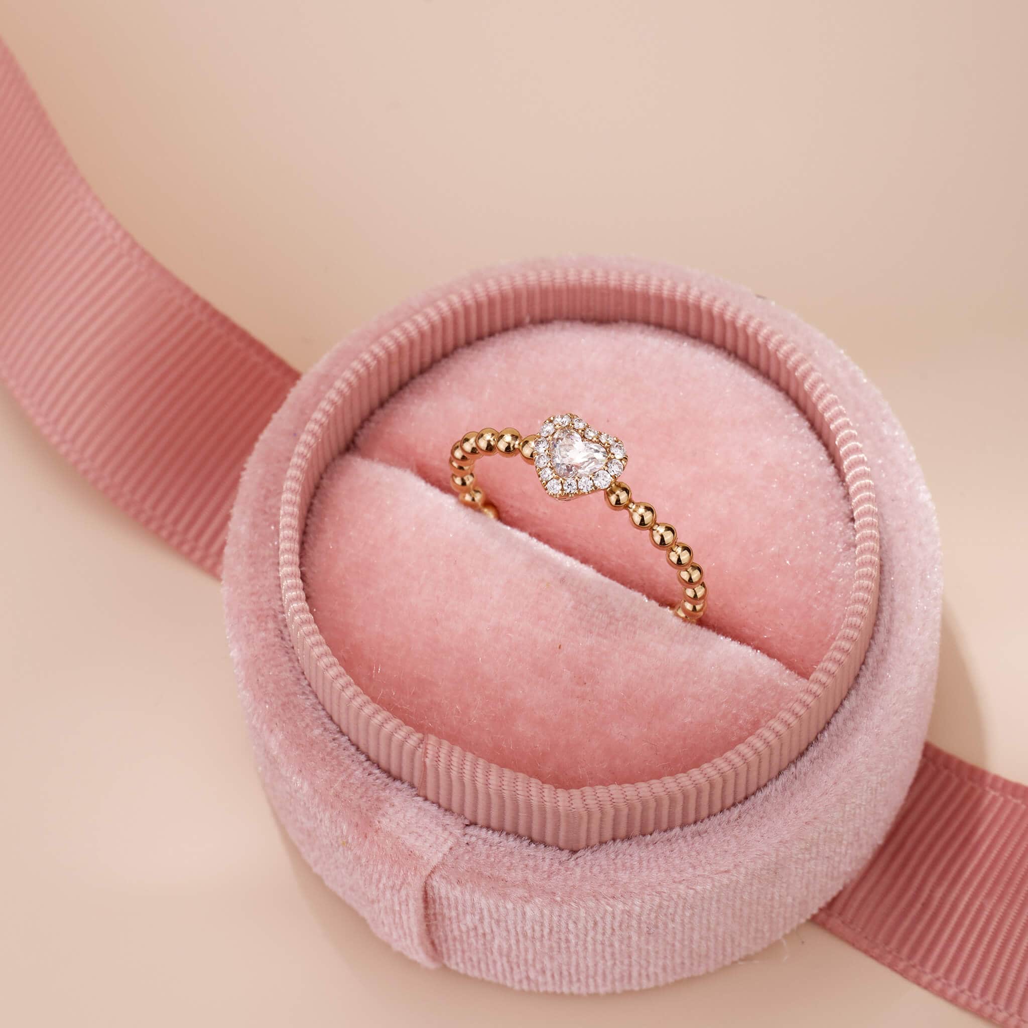 18K Gold Unique Heart - shape Diamond Engagement Ring - Jewelry And Store