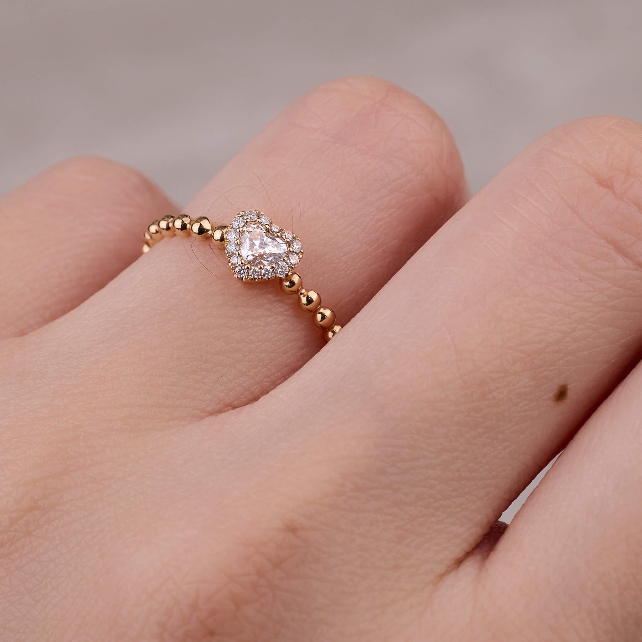 18K Gold Unique Heart - shape Diamond Engagement Ring - Jewelry And Store