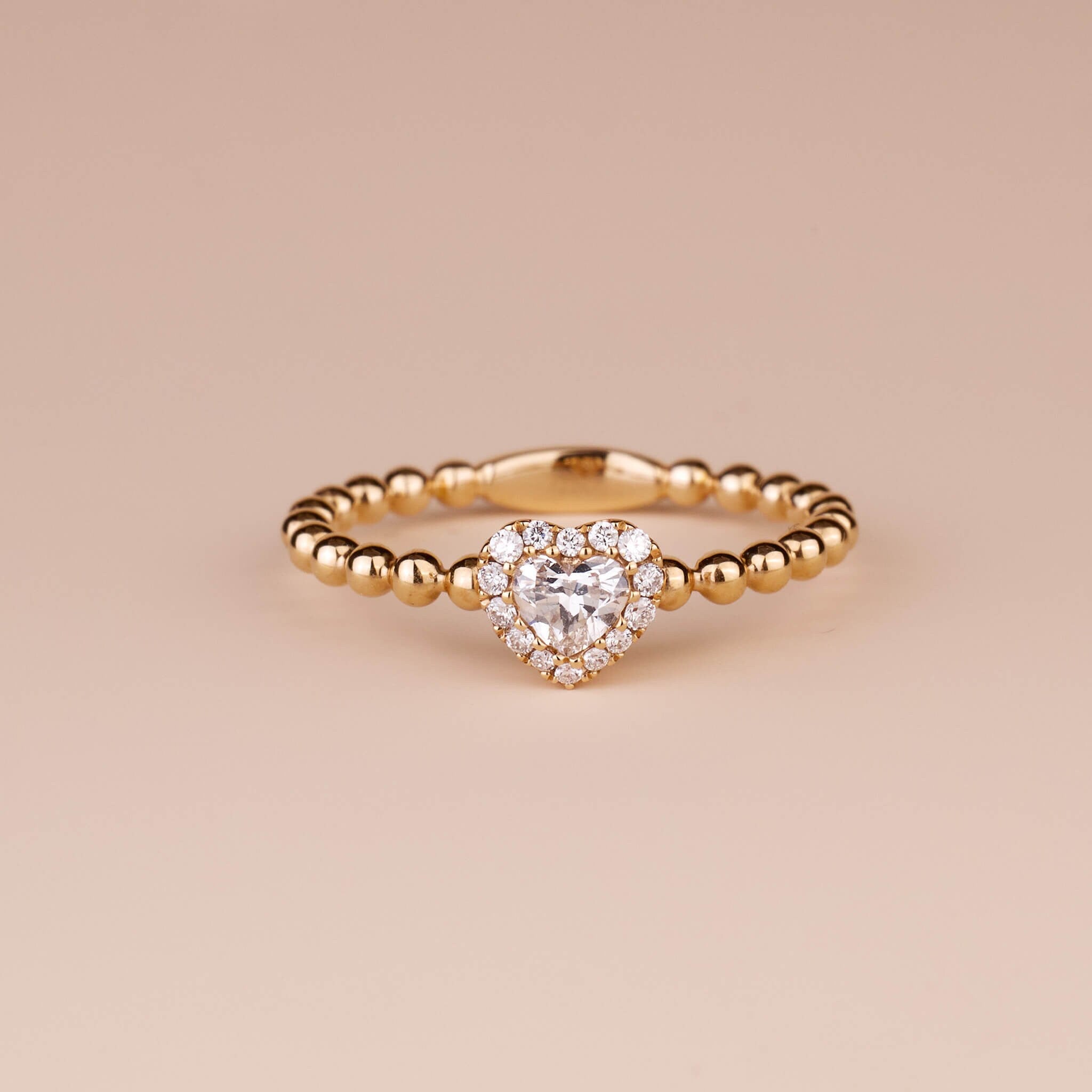 18K Gold Unique Heart - shape Diamond Engagement Ring - Jewelry And Store