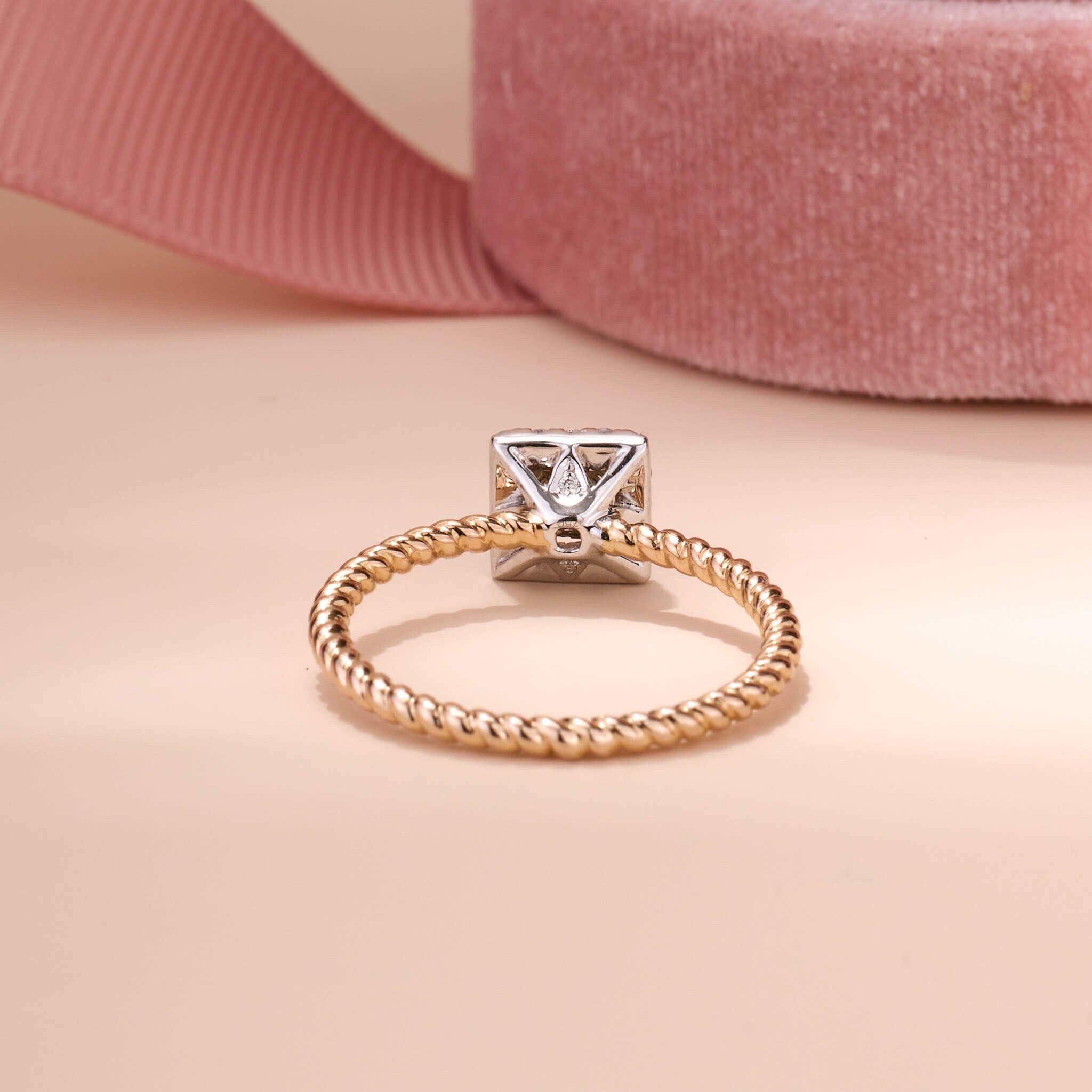 18K Gold Unique Princess - Cut Diamond Engagement Ring - Jewelry And Store