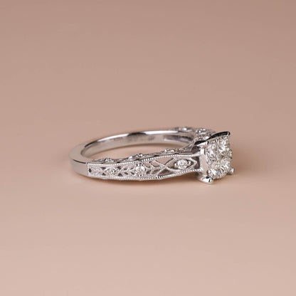 0.52 ct.tw. Vintage-styled Milgrain-Detailed Diamond Engagement Ring in 14K Gold