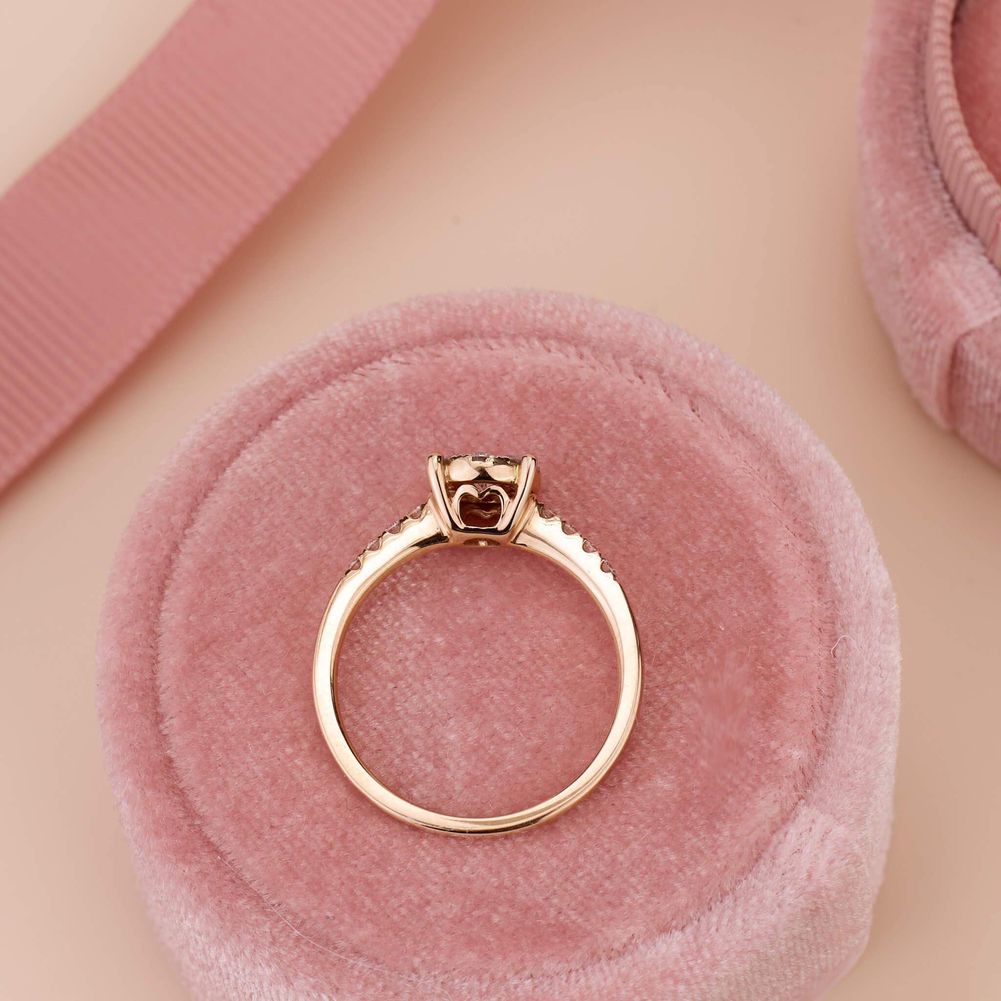 0.44ct.tw. Minimalist Natural Diamond Halo Engagement Ring - Jewelry And Store