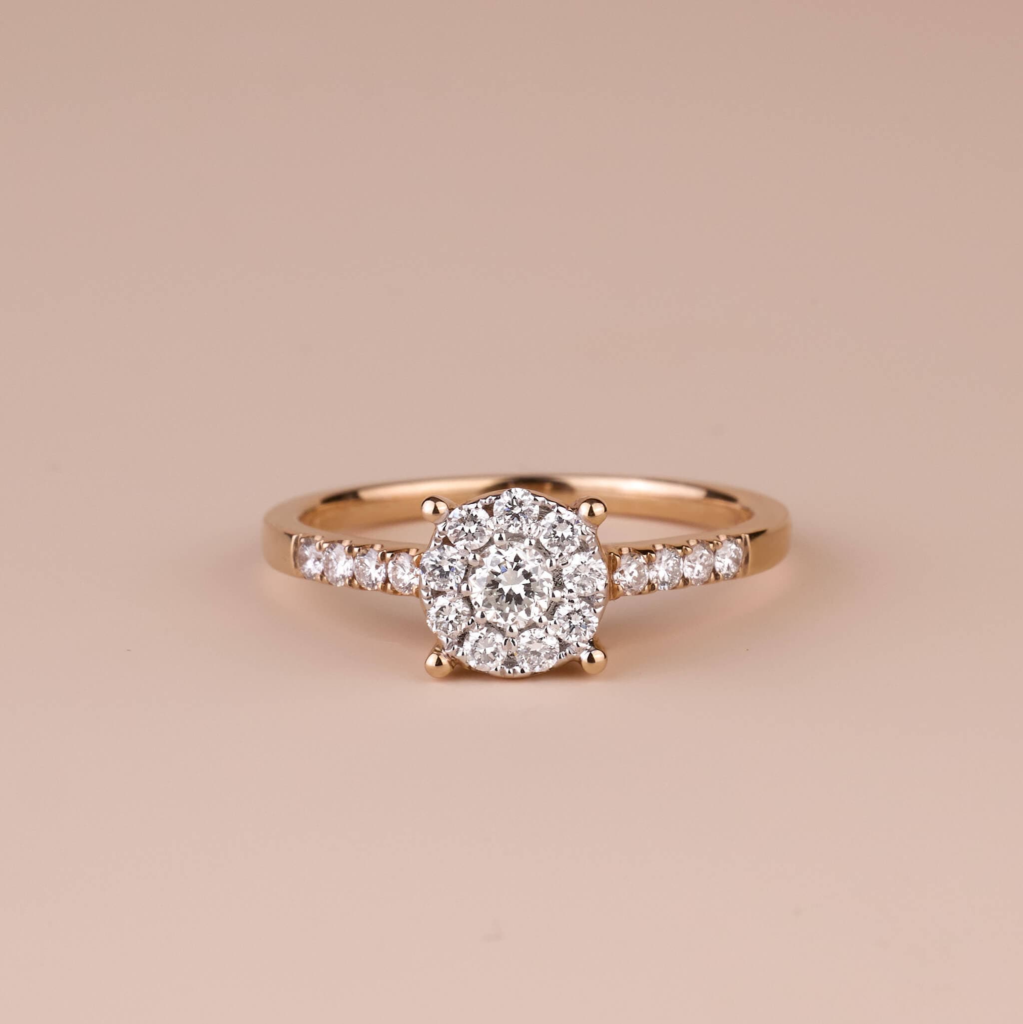 0.44ct.tw. Minimalist Natural Diamond Halo Engagement Ring - Jewelry And Store