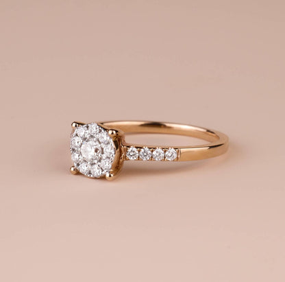 0.44ct.tw. Minimalist Natural Diamond Halo Engagement Ring