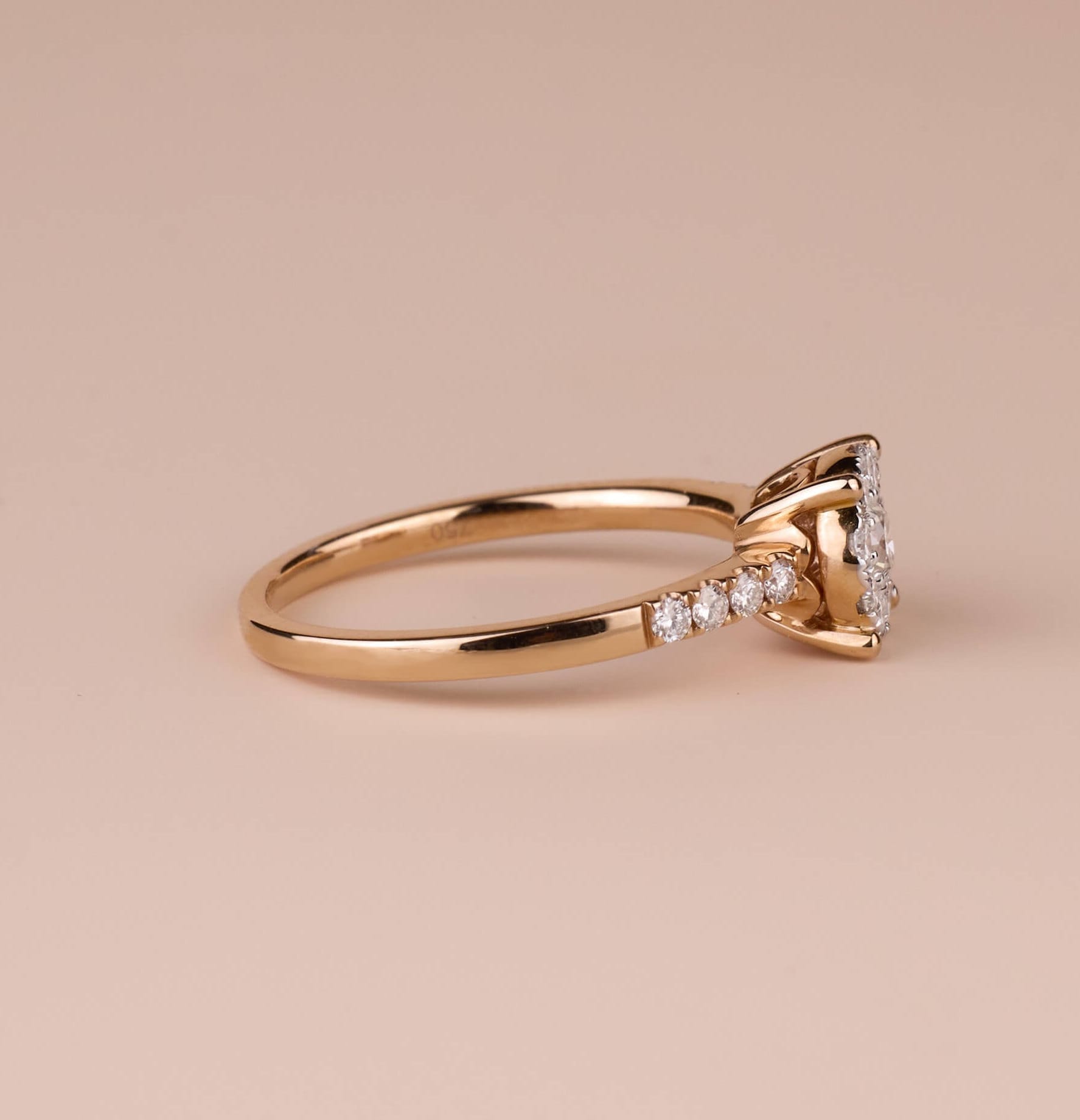 0.44ct.tw. Minimalist Natural Diamond Halo Engagement Ring - Jewelry And Store