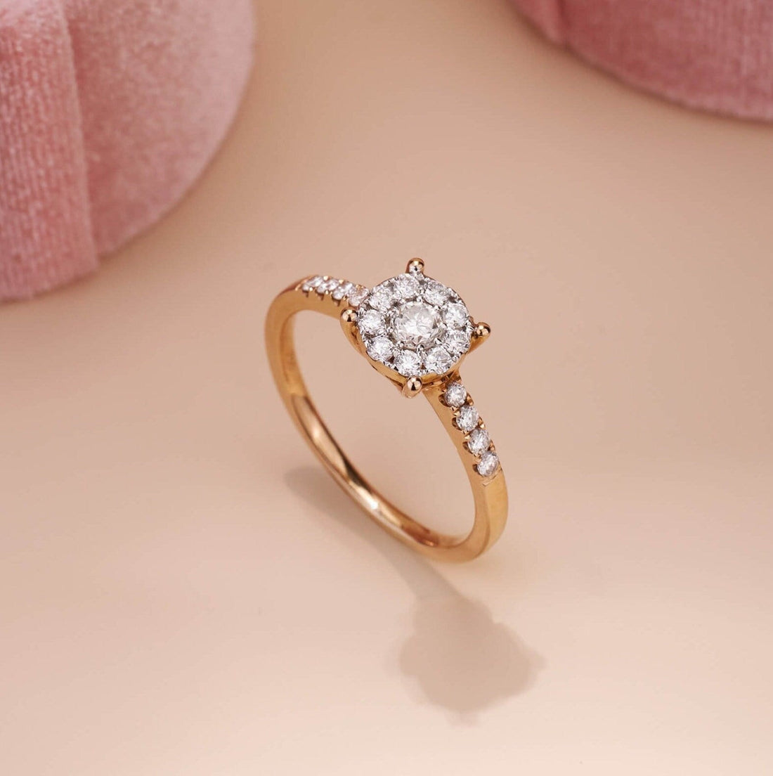 0.44ct.tw. Minimalist Natural Diamond Halo Engagement Ring - Jewelry And Store