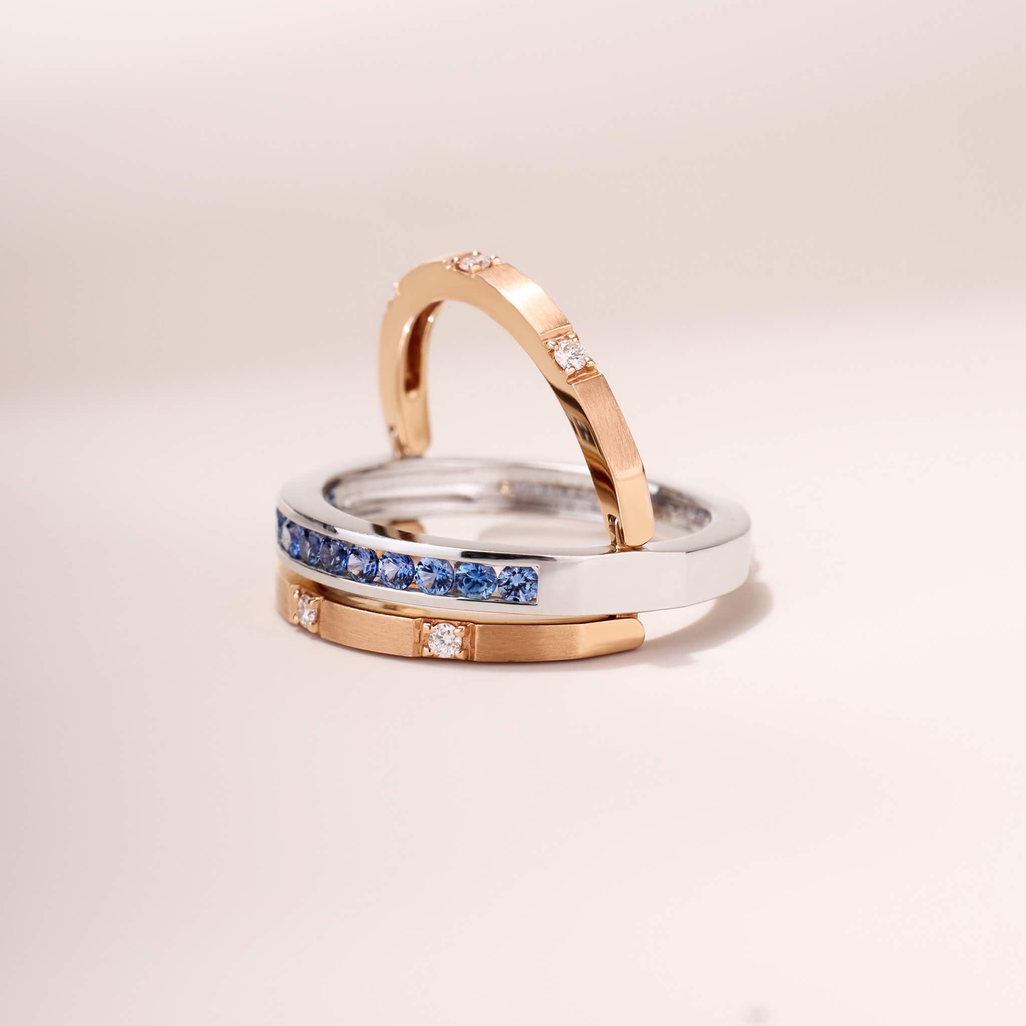 Two - Flips Diamond and Sapphire Ring（1 Rings with 6 Styles) - Jewelry And Store