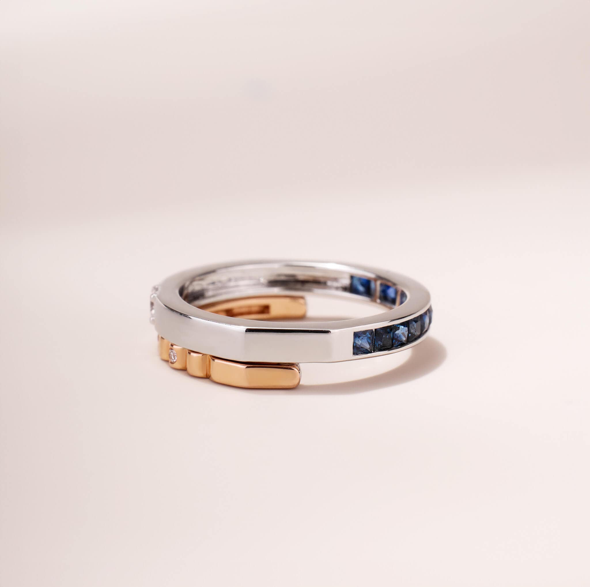 One - Flip Diamond and Sapphire Ring（1 Rings with 4 Styles) - Jewelry And Store