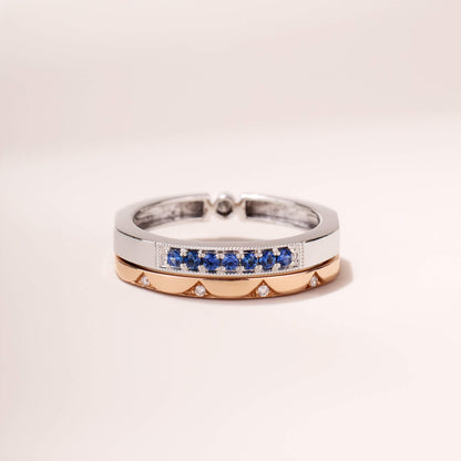 One-Flip Diamond and Sapphire Ring（1 Rings with 4 Styles)