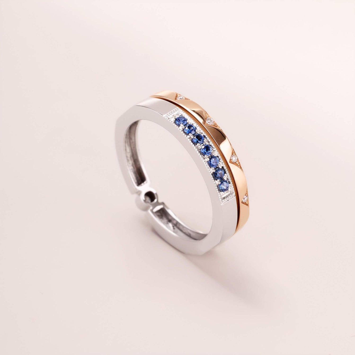 One-Flip Diamond and Sapphire Ring（1 Rings with 4 Styles)