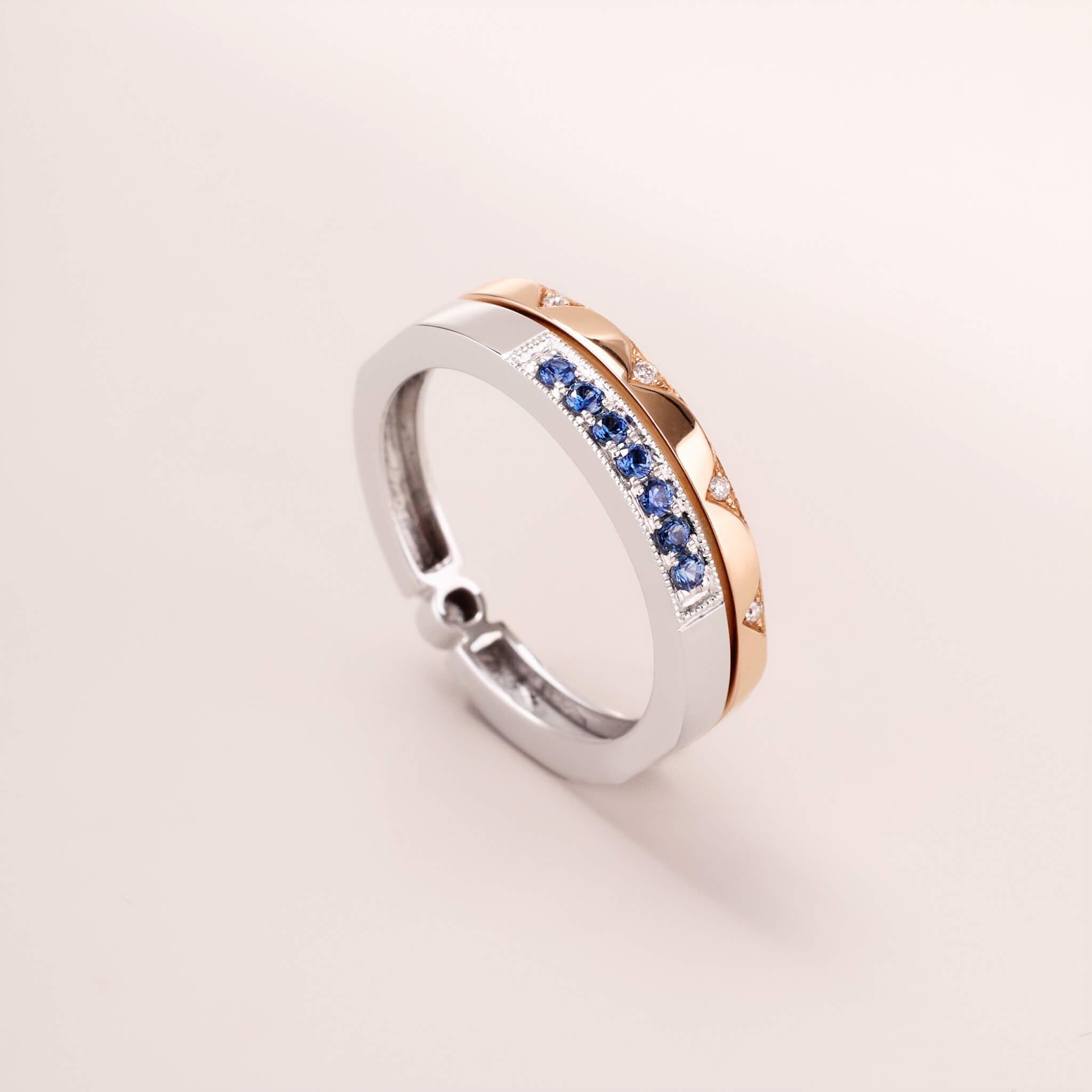 One - Flip Diamond and Sapphire Ring（1 Rings with 4 Styles) - Jewelry And Store