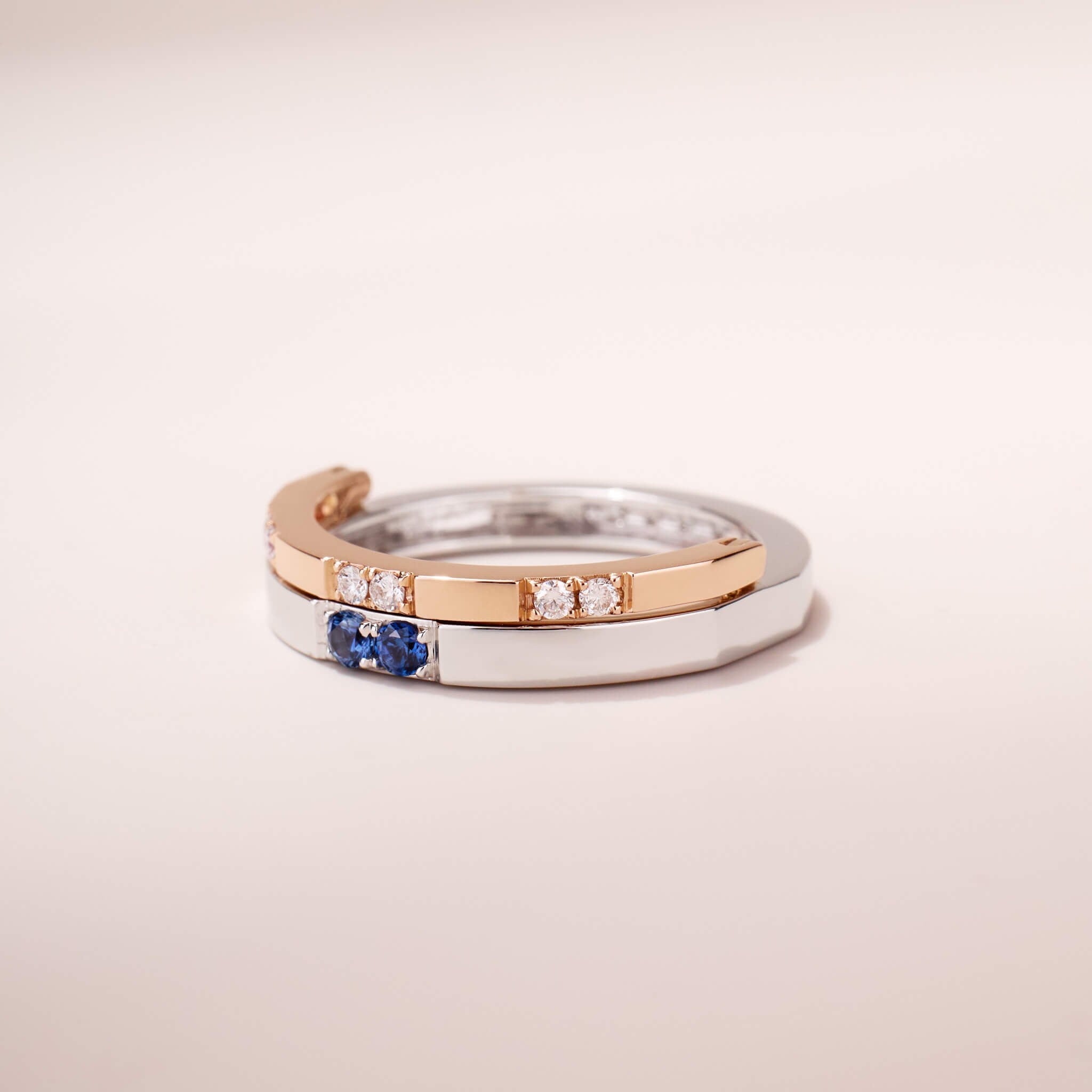 One - Flip Diamond and Sapphire Ring（1 Rings with 4 Styles) - Jewelry And Store