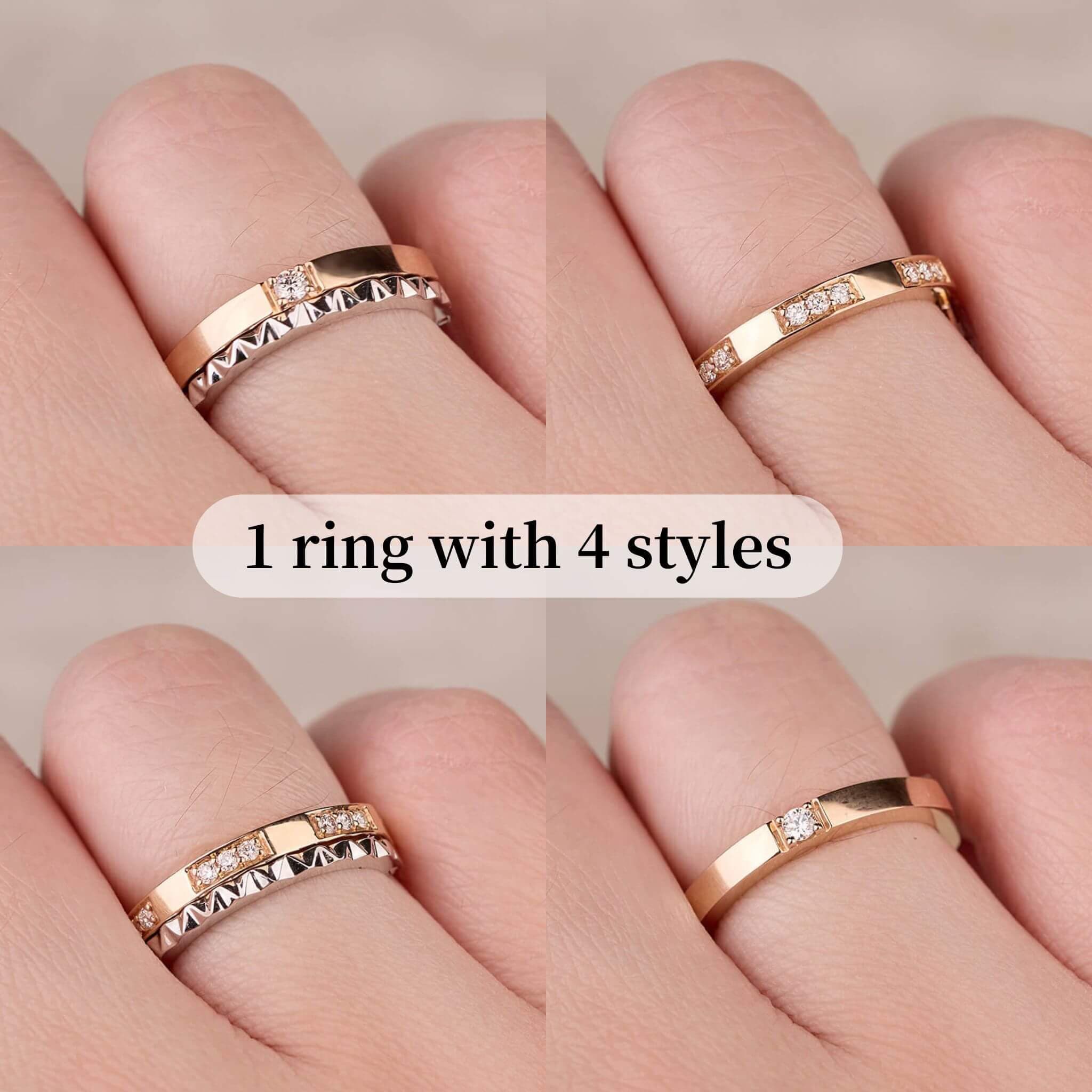 One - Flip Diamond and Sapphire Ring（1 Rings with 4 Styles) - Jewelry And Store
