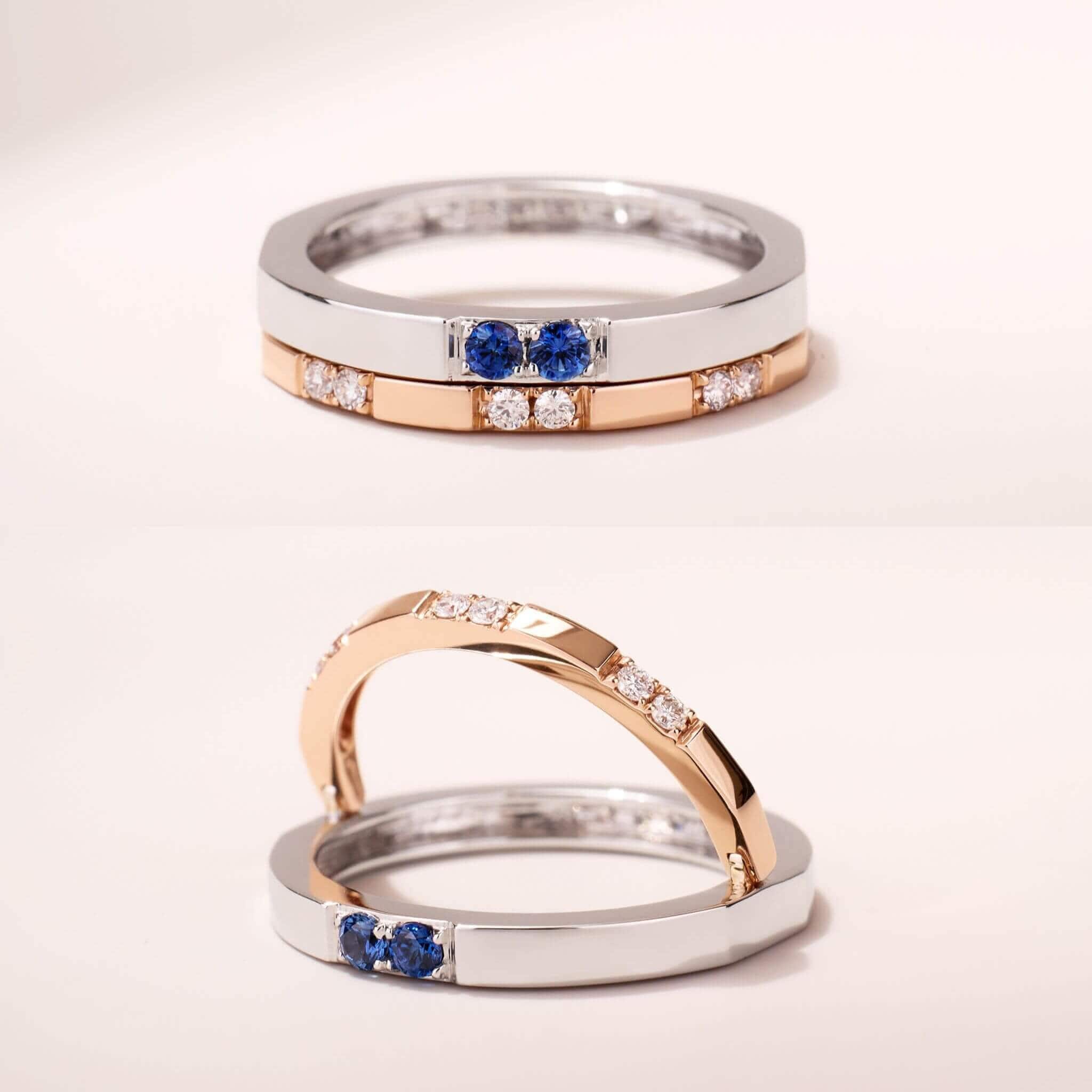 One - Flip Diamond and Sapphire Ring（1 Rings with 4 Styles) - Jewelry And Store