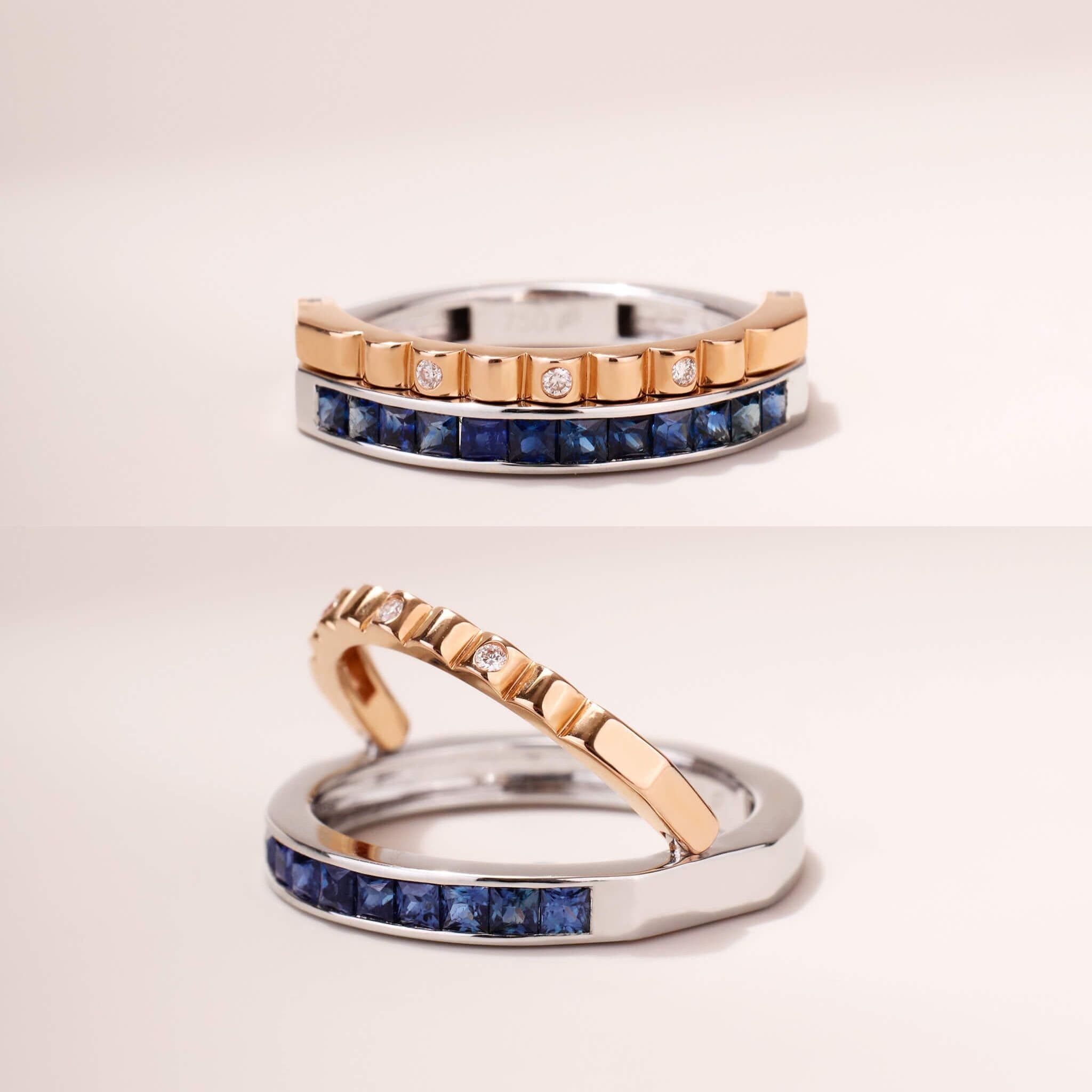 One - Flip Diamond and Sapphire Ring（1 Rings with 4 Styles) - Jewelry And Store
