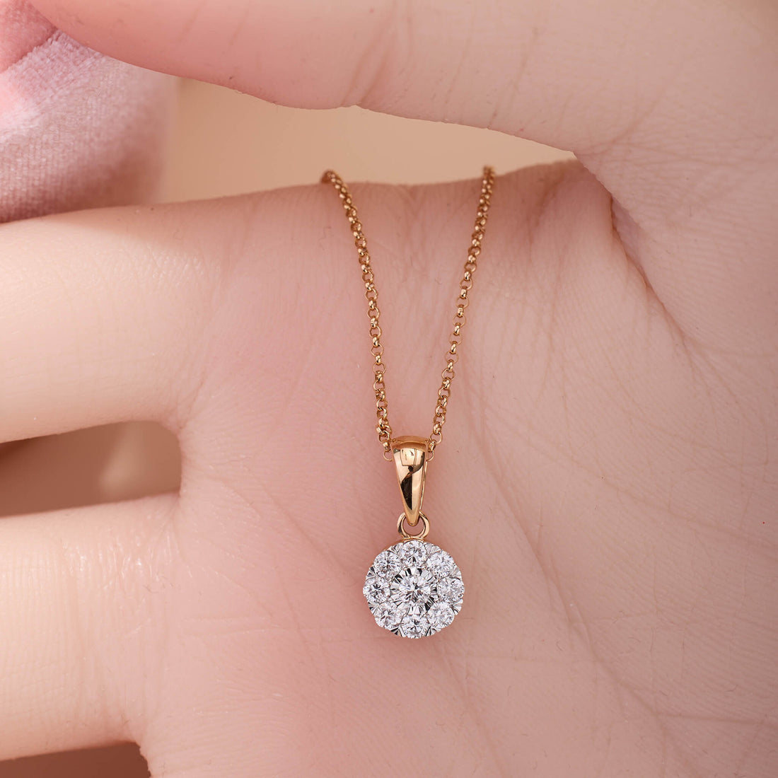 18K Gold Minimalist Natural Diamond Pendant - Jewelry And Store