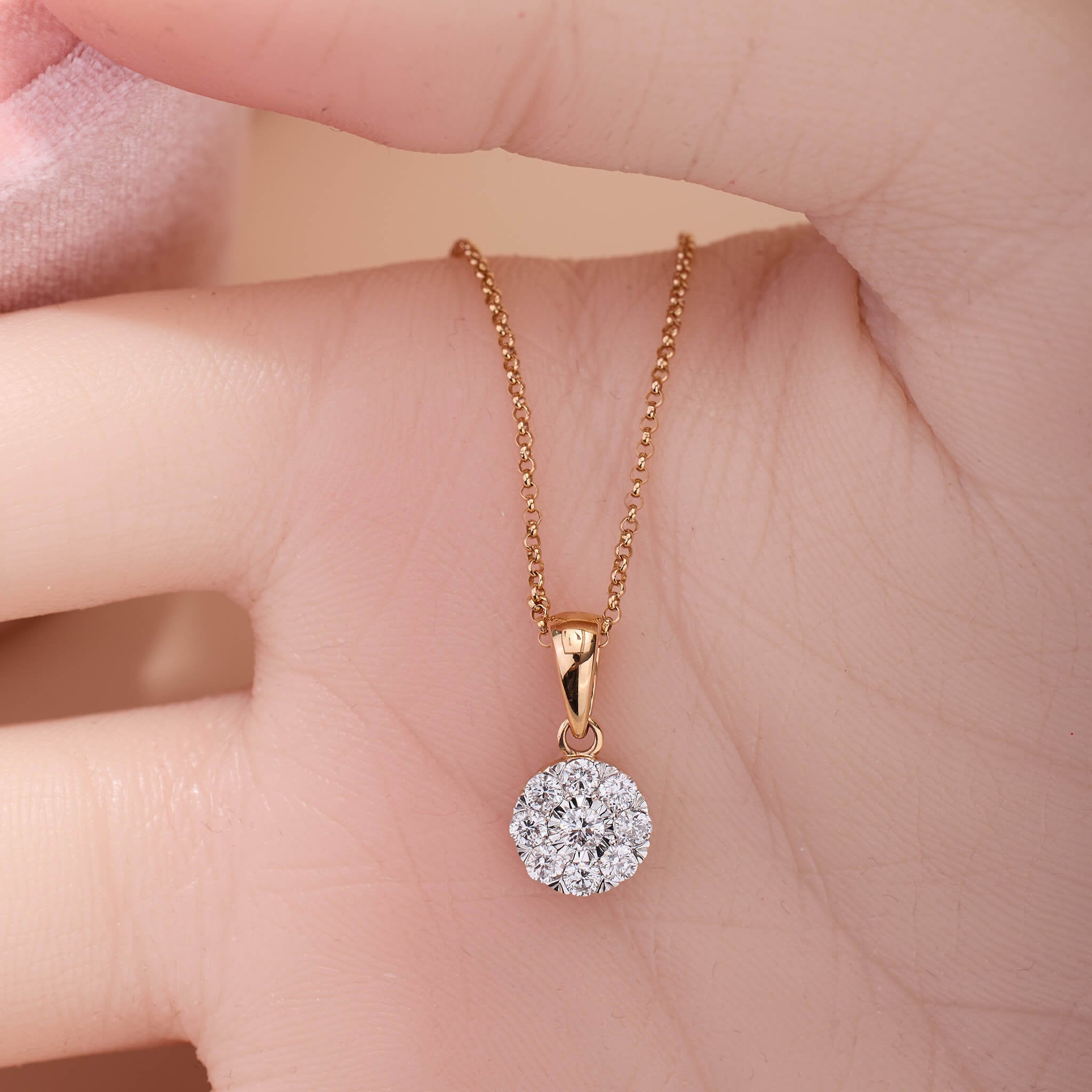 18K Gold Minimalist Natural Diamond Pendant - Jewelry And Store