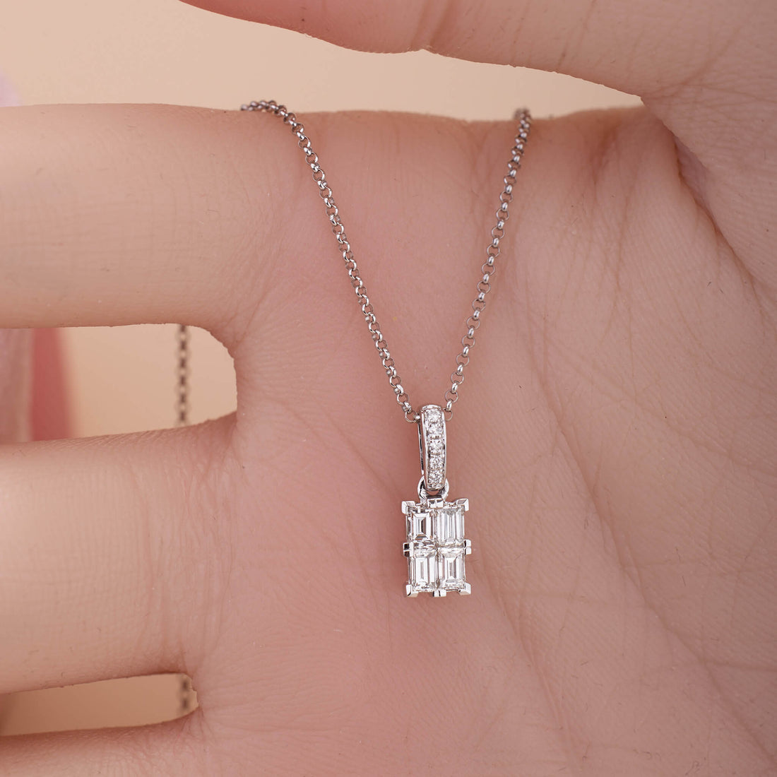 0.67 ct.tw. Natural Baguette Diamond Pendant