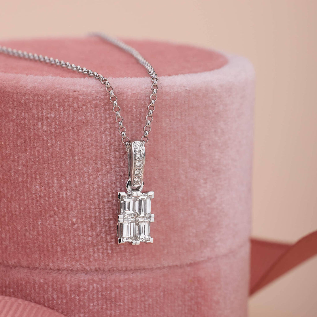 0.67 ct.tw. Natural Baguette Diamond Pendant